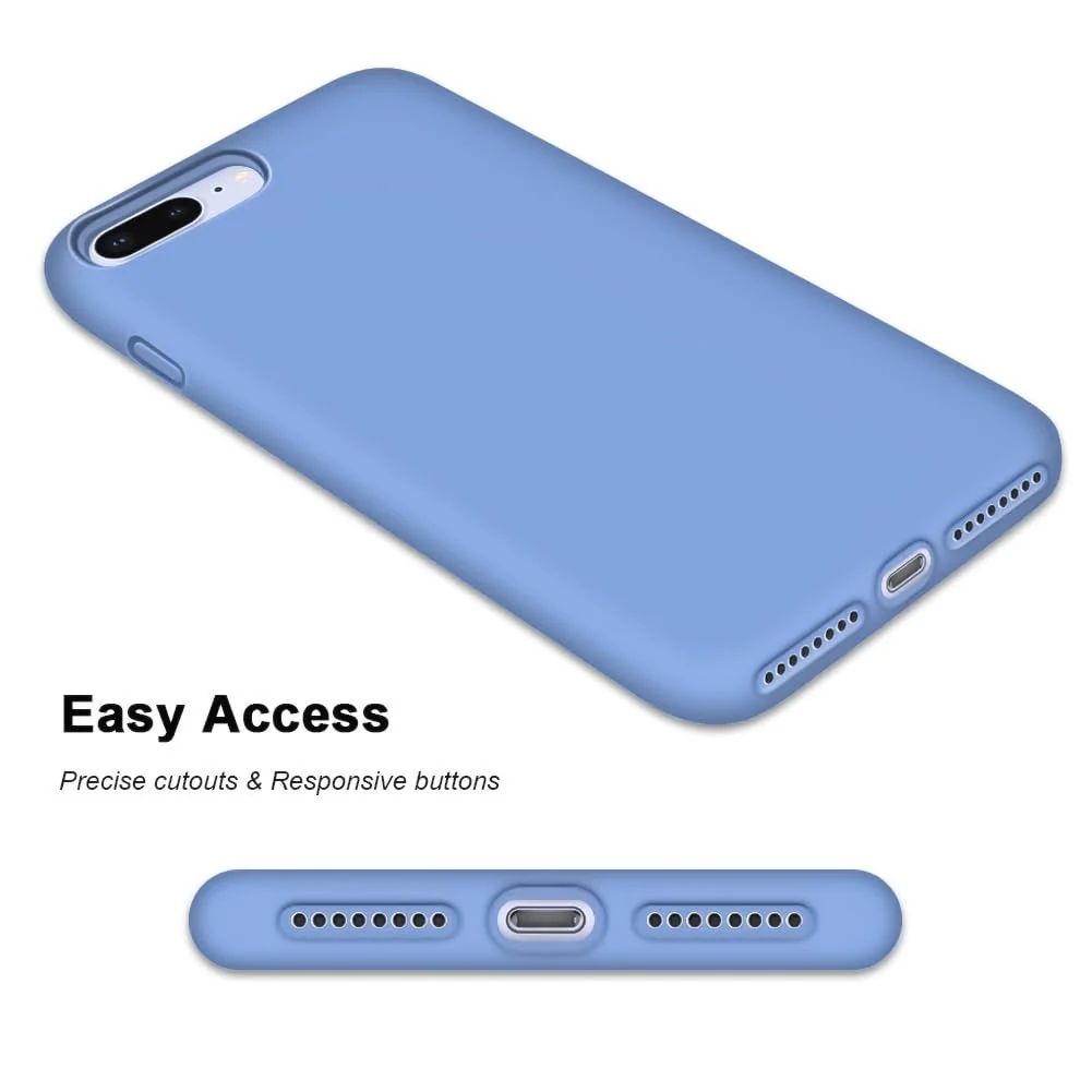 DL3 Mobilak Liquid Silicone Protective Case for iPhone 7 Plus / iPhone 8 Plus with Camera Protection and Microfiber Lining - A Light Blue