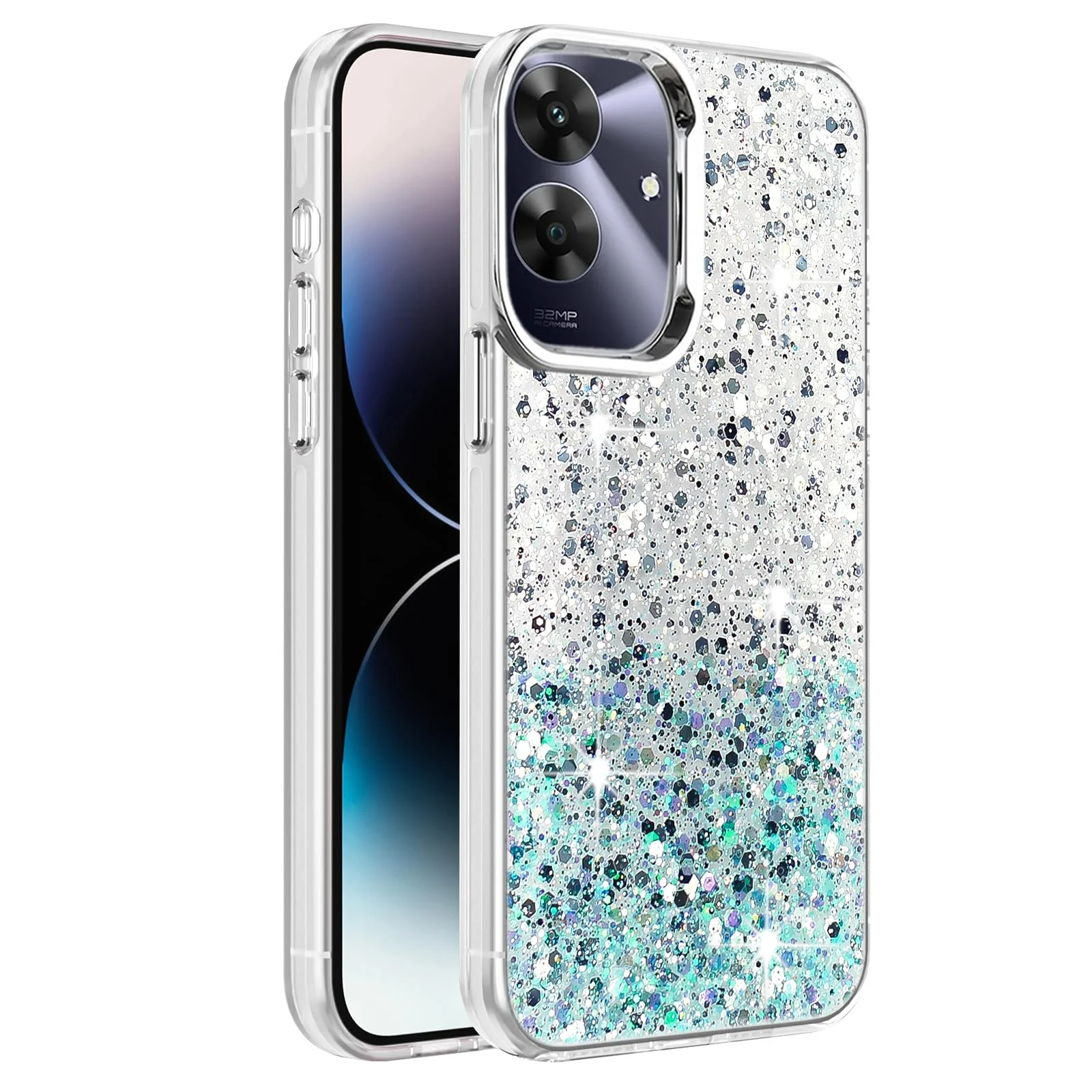 Oppo Realme Note 60 — DL3 Mobilak Glitter Protective Case for OPPO realme Note 60, Supports wireless charging, Camera protection, Shock-absorbing protection