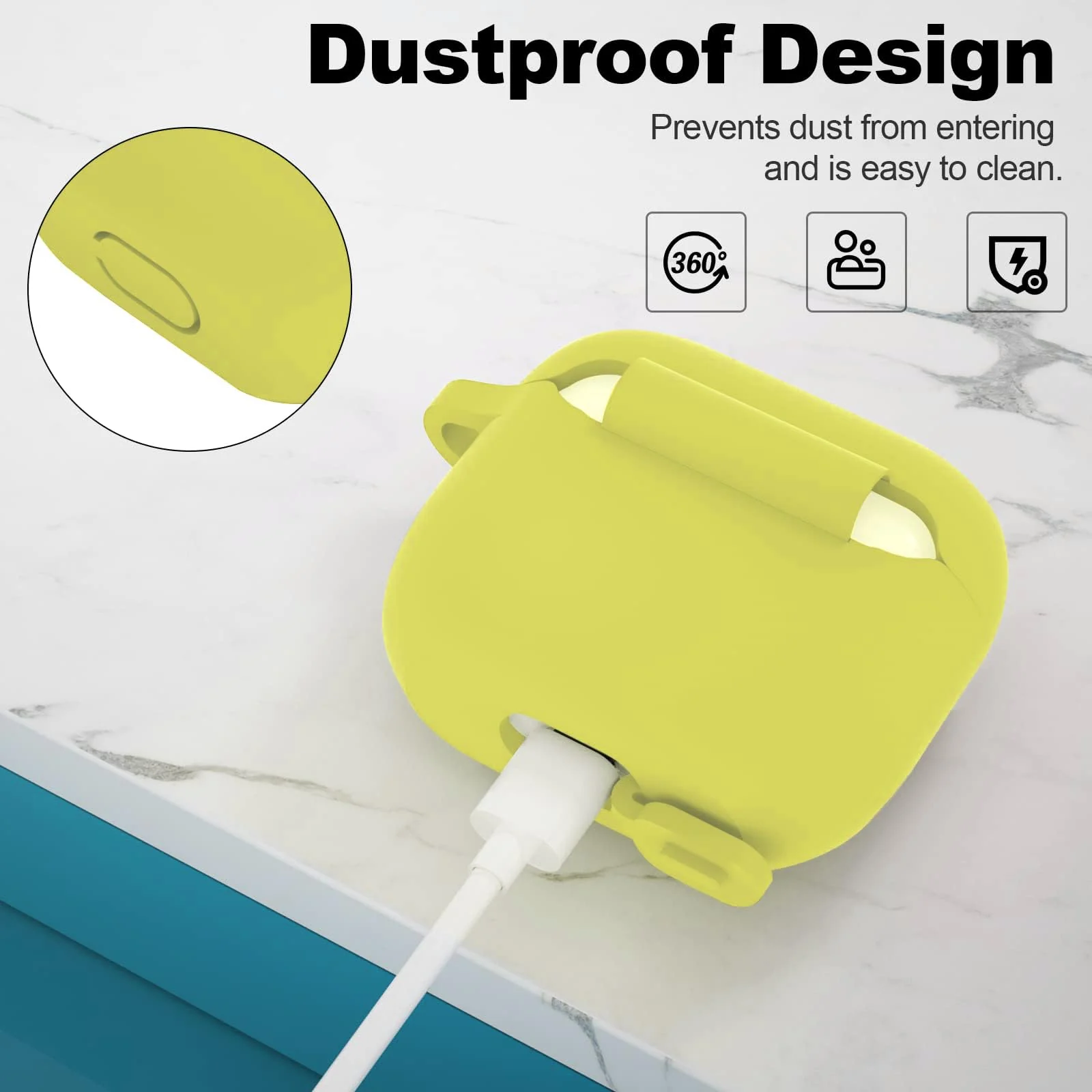 DL3 Mobilak AirPods 3 Case Cover, Silicone Protective Accessories Skin with Keychain Compatible with Apple AirPod 3rd Generation 2021 for Women Girl, Front LED Visible - A. Yellow