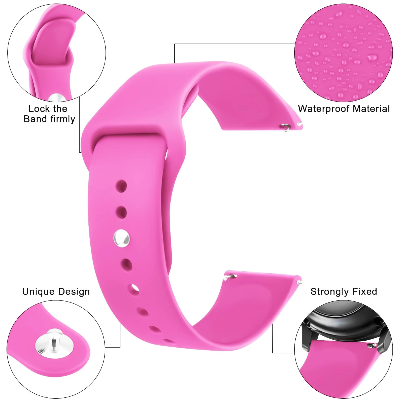 DL3 Mobilak Straps Compatible with Xiaomi Redmi Watch 5 Active/Redmi Watch 5 Lite Bracelets for Men Women, 22mm Soft Silicone Strap, Waterproof Adjustable Band Sports Replacement - Fuchsia