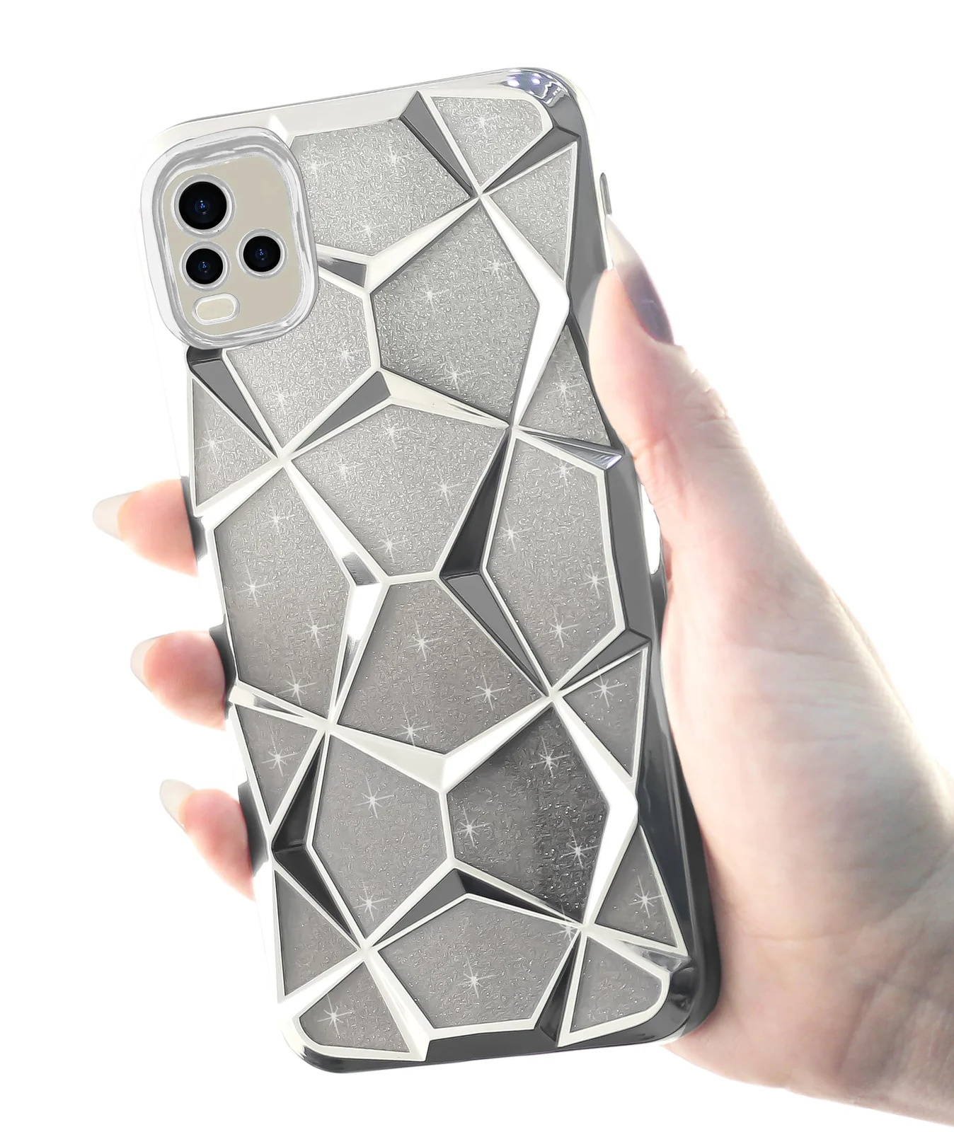 DL3 Mobilak Compatible with Vivo Y33S 4G/Vivo Y21s/Vivo Y21 Case Plating Bling Gradient Glitter Clear Cover Soft TPU Silicone Cute Camera Protection Shockproof Back for Women Girls Case
