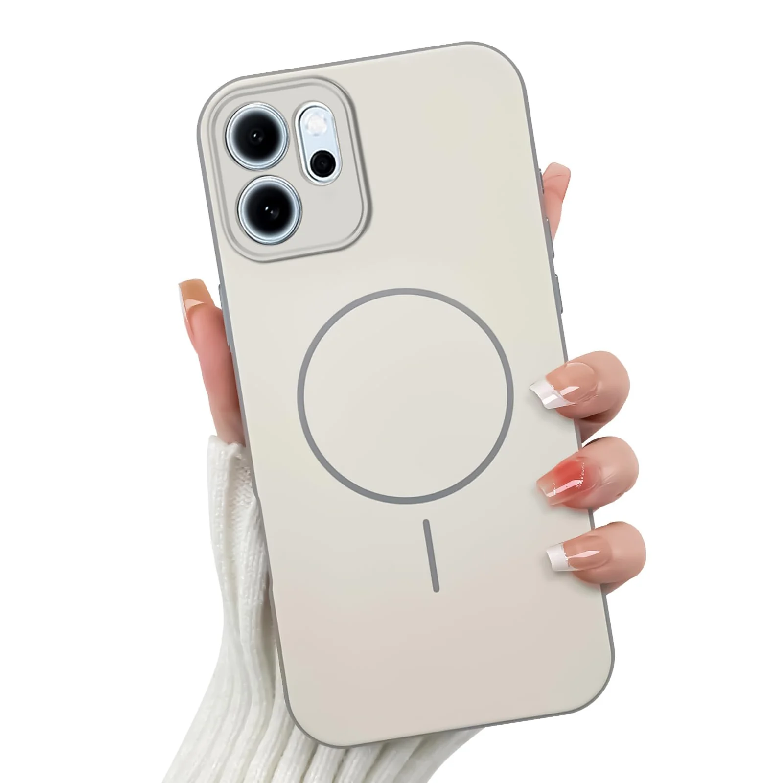 DL3 Mobilak Case For OPPO Reno 14F Slim Design [Not Compatible with MagSafe] Soft Silicone Case Flexible TPU Anti-Scratch Protective Cover with Full Camera Protection - Off-White