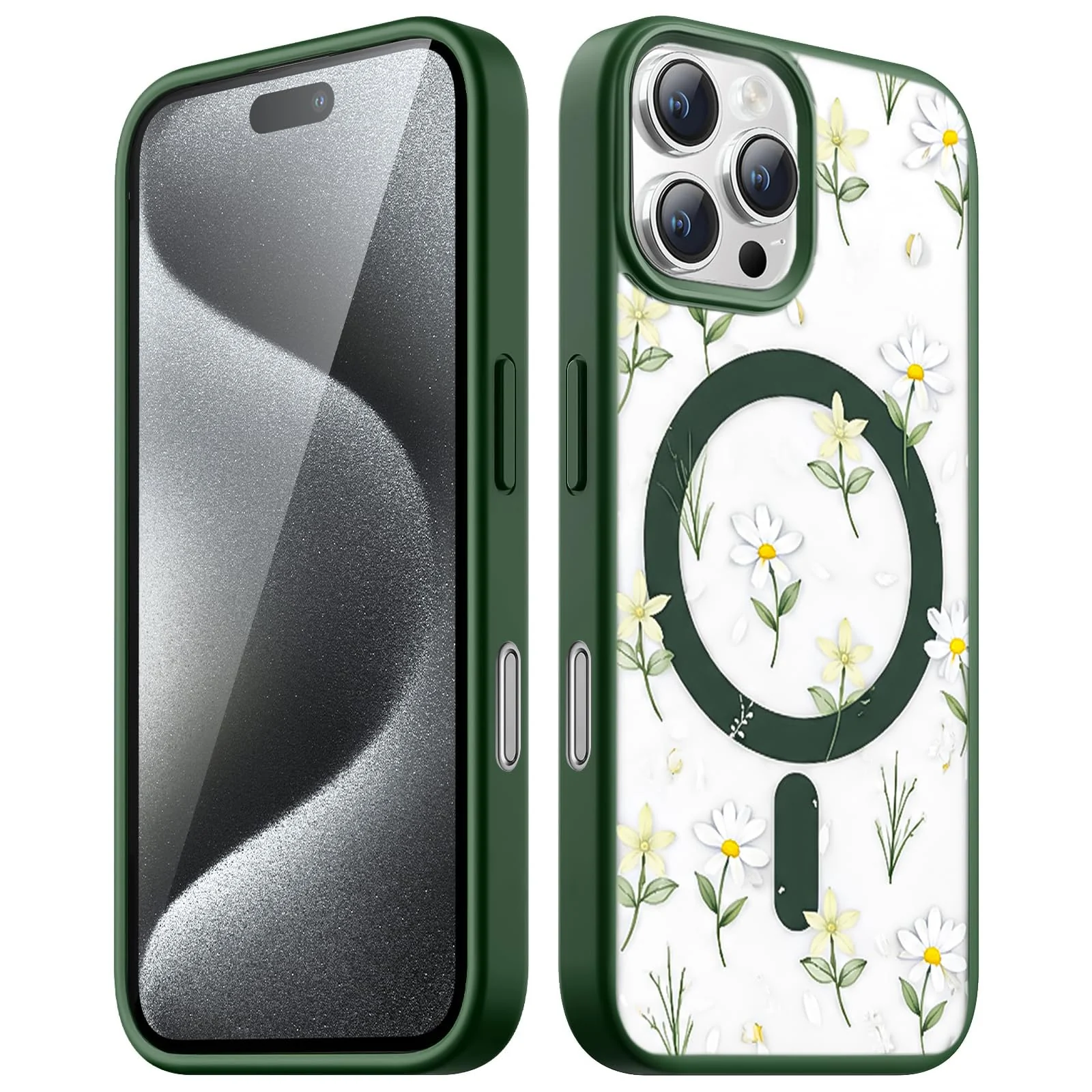 Dl3 Mobilak Magnetic Case for iPhone 16 Pro Max 6.9-Inch Compatible with MagSafe, Shockproof Phone Bumper Cover, Solid Color Matte TPU Frame, Anti-Scratch Clear Back (White)