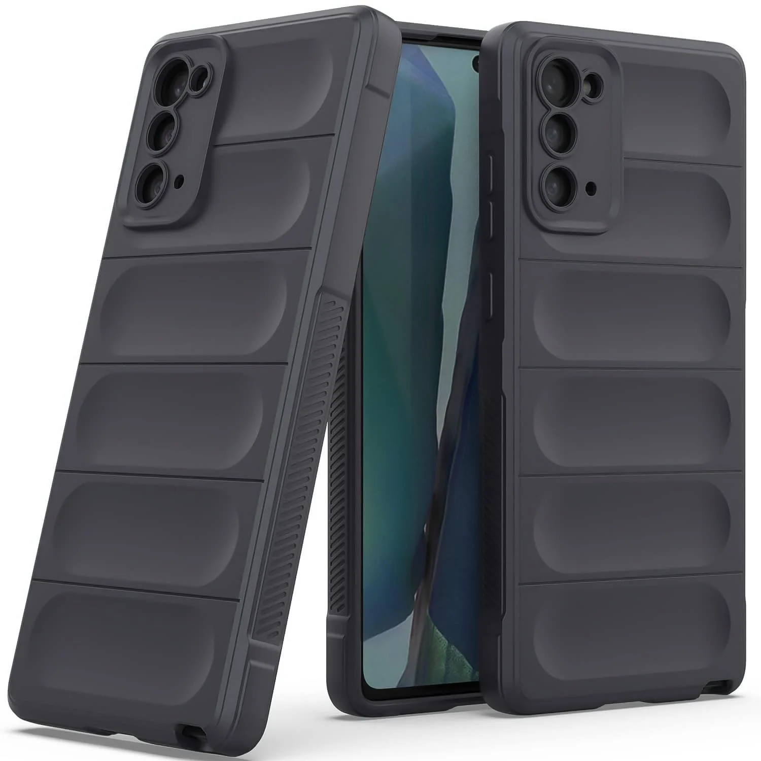 DL3 Mobilak Silicone Case for Samsung Galaxy Note 20 5G Heavy Duty Protective [Slim Fit] Shockproof Soft Flexible Protective Design Shock-Absorption TPU Cover With Camera Protection - Dark Gray