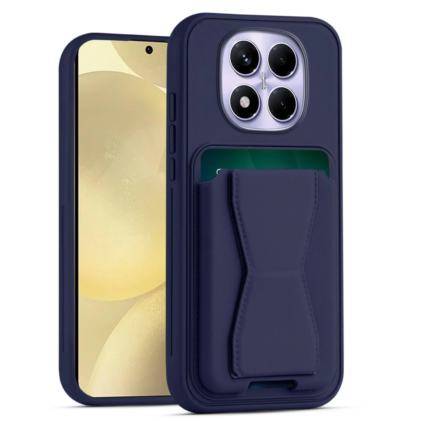DL3 Mobilak Leather Wallet Case with Card Slot for Xiaomi Redmi Note 14 Pro+ Plus 5G, Leather Back with Camera Protection and Shockproof Design - Blue