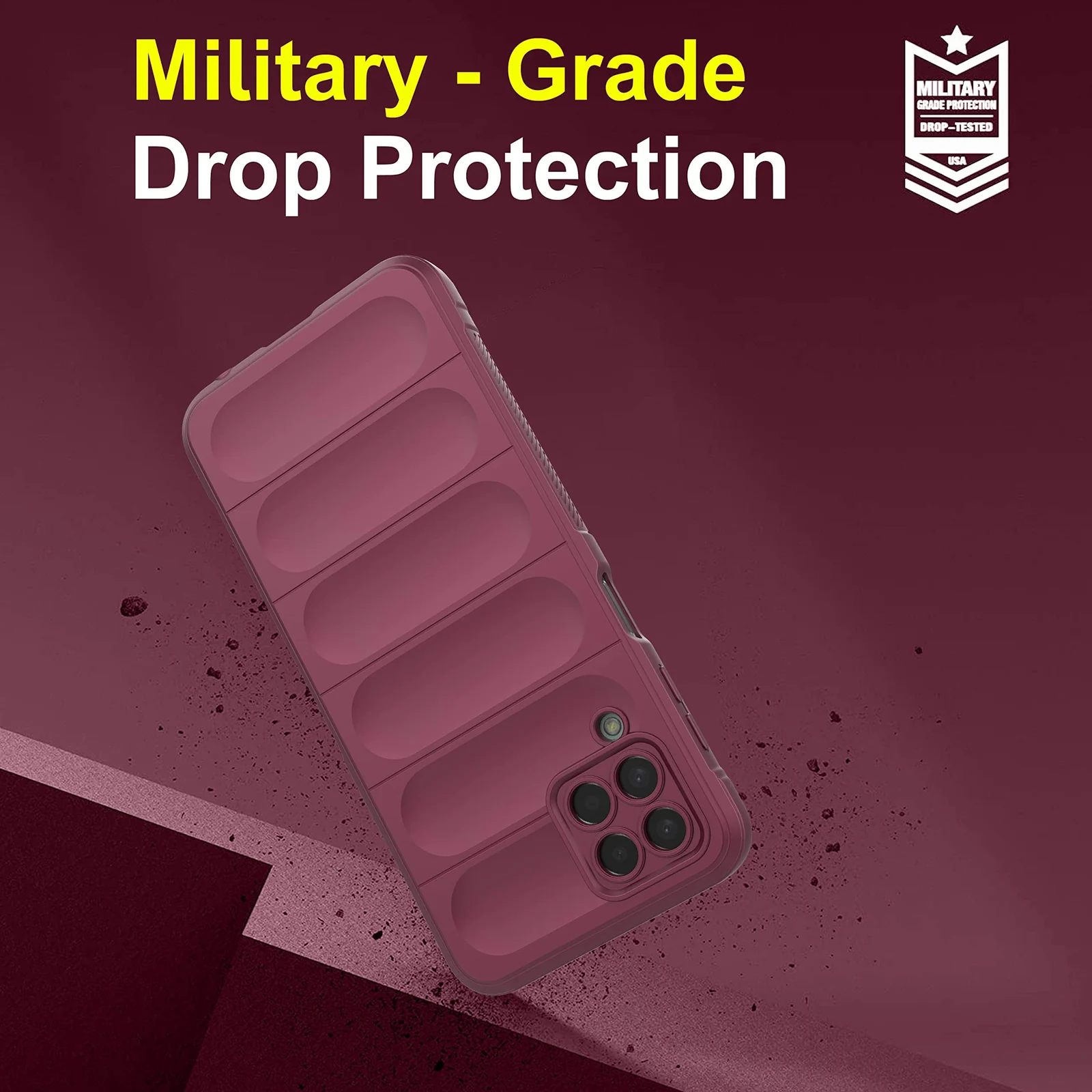 DL3 Mobilak Flexible Silicone and TPU Protective Case with Camera Protection for Samsung Galaxy M33 5G - Wine Red