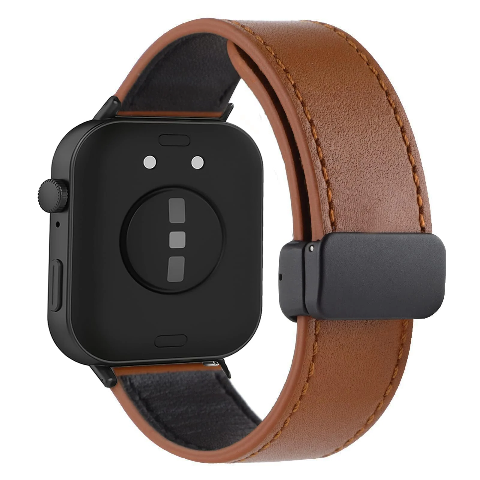 DL3 Mobilak Compatible with Huawei Watch Fit 5 / Fit 5 Pro / Fit4 / 4 Pro/Fit 3 Strap for Women Men, Soft Flexible Leather Silicone Hybrid Sport Wristband Magnetic Buckle Bracelet Replacement Strap - Classic Brown