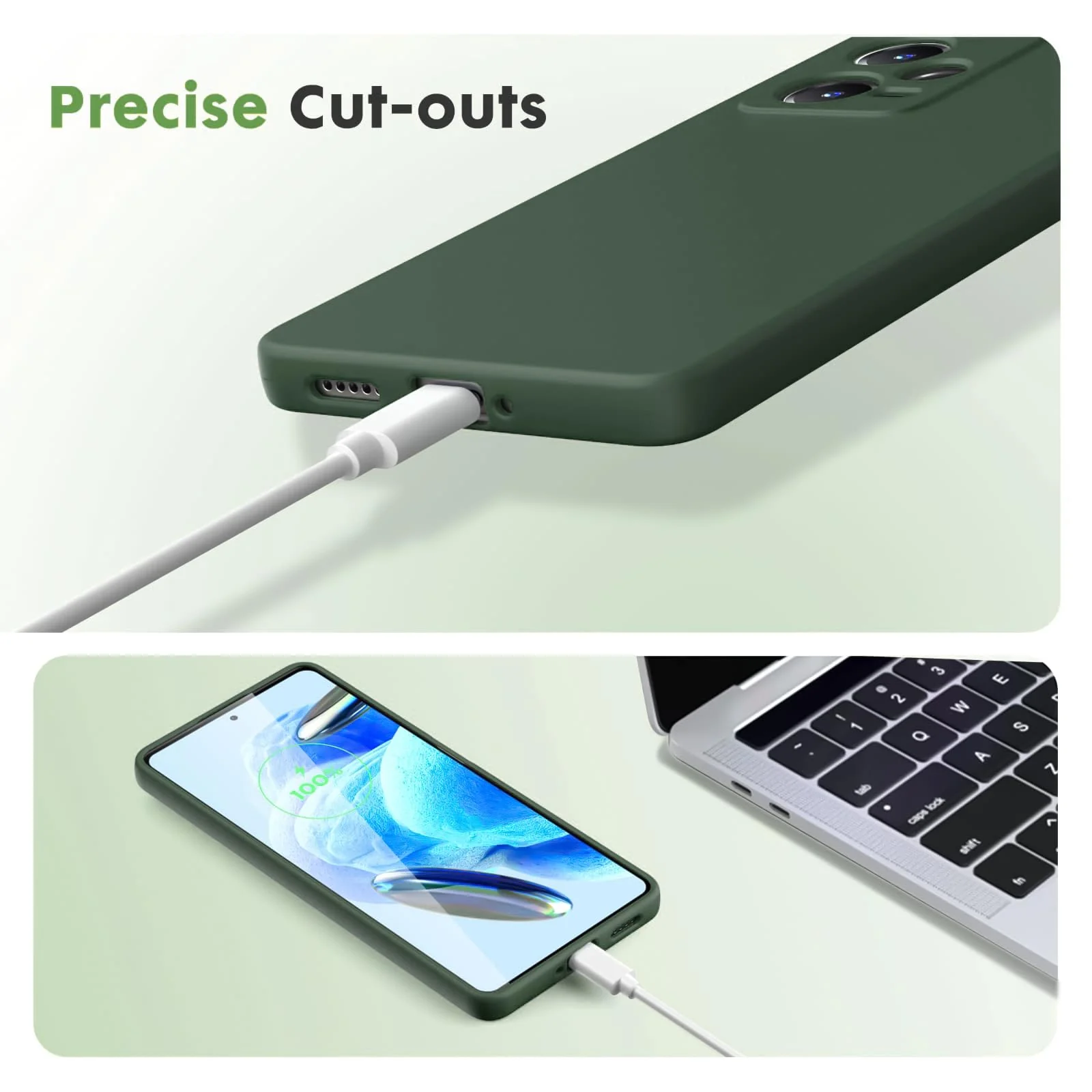 DL3 Mobilak Liquid Silicone Protective Case with Soft Microfiber Lining with Full Camera Protection for Xiaomi Redmi Note 12 Pro Plus 5G - Green