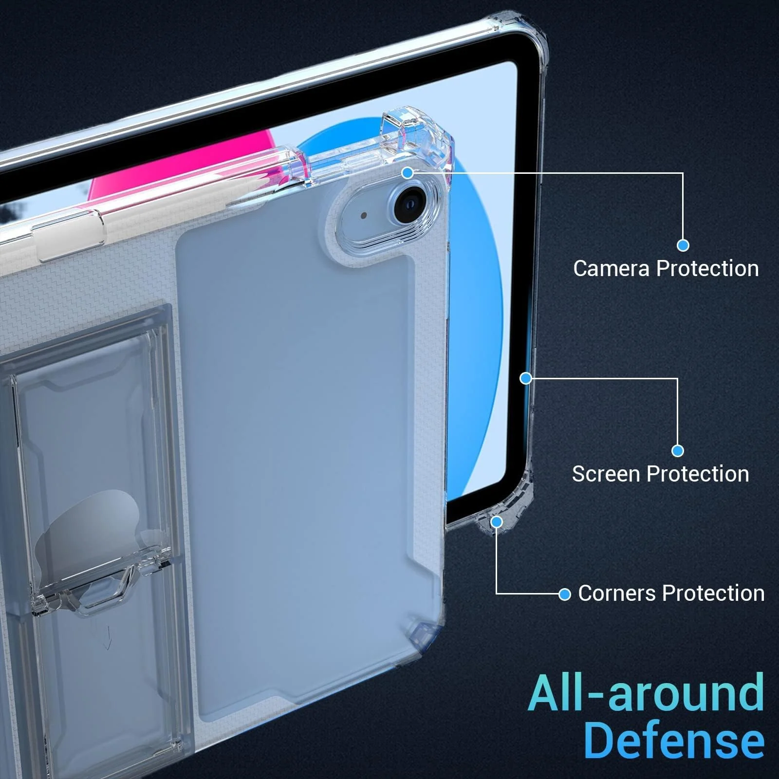 DL3 Mobilak Transparent Stand Case for iPad Mini 7 A17 Pro 2024/iPad Mini 6 2021 8.3 Inch iPad Mini 7th/6th Gen Shockproof, Slim Anti-Yellowing Bumper, Kickstand Cover, with Pencil Holder - Clear