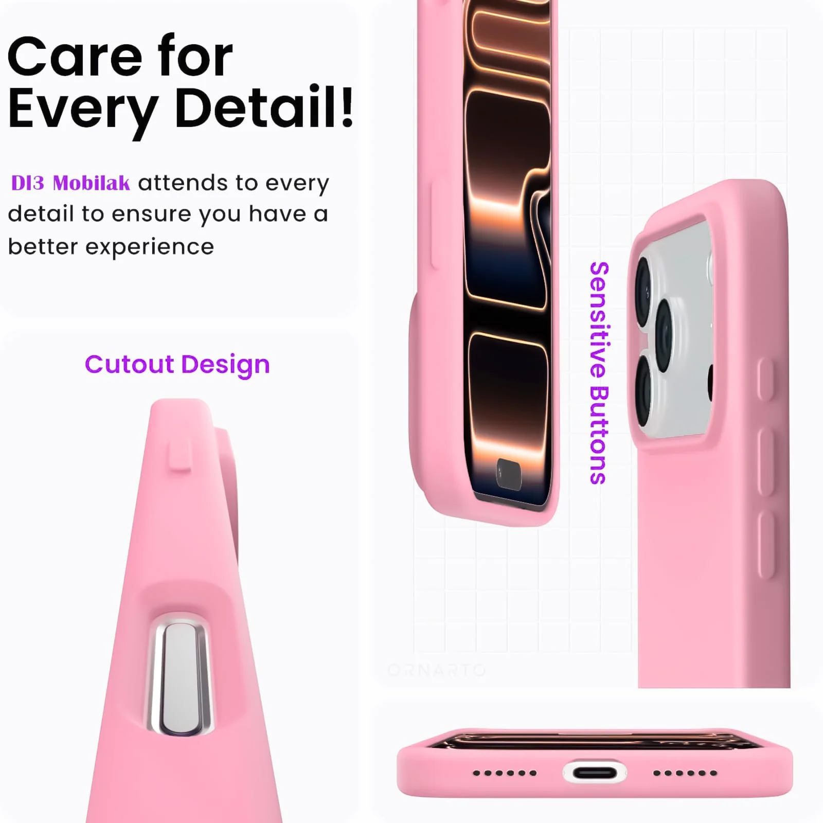 DL3 Mobilak Compatible with iPhone 17 Pro Max 6.9-Inch Case, Premium Liquid Silicone Case, Full Body Protective Cover, Shockproof, Slim Phone Case, Anti-Scratch Soft Microfiber Lining - Pink