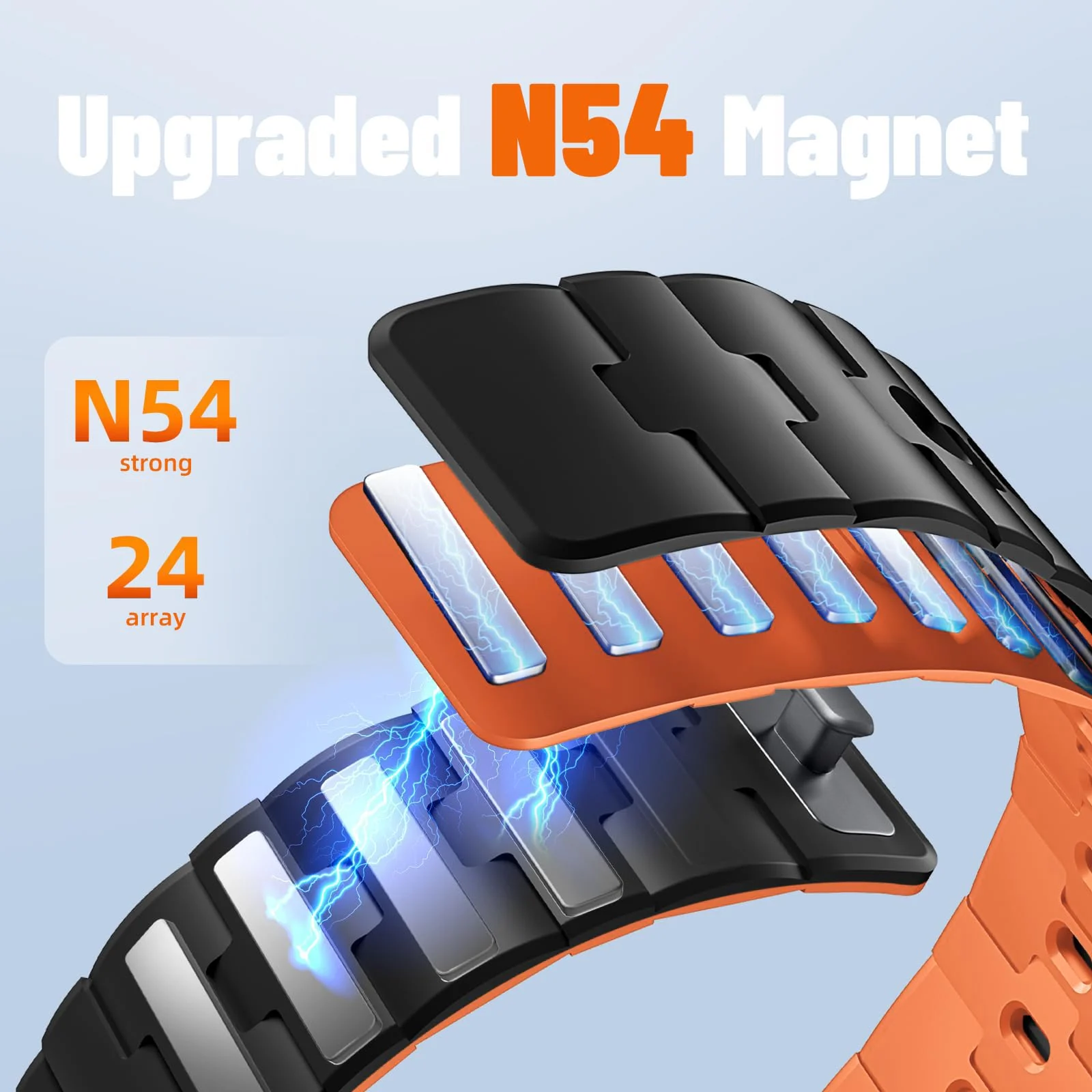 DL3 MOBILAK Adjustable Silicone Sports Watch Strap for 49MM - Black/Orange