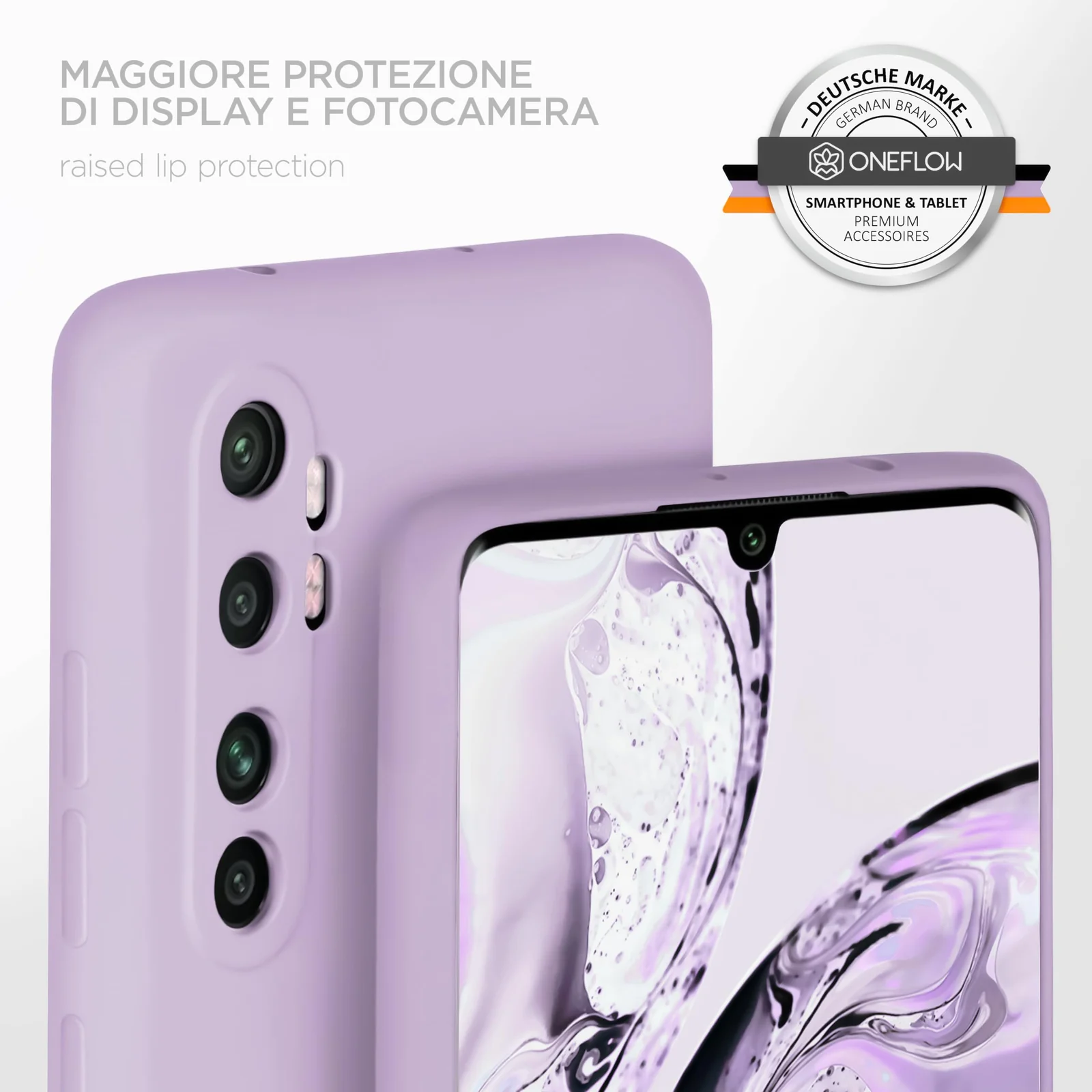 DL3 Mobilak Silicone Protective Case for Xiaomi Mi Note 10 Lite, Shock-absorbing protection, Scratch-resistant surface, Soft microfiber lining - Lavender