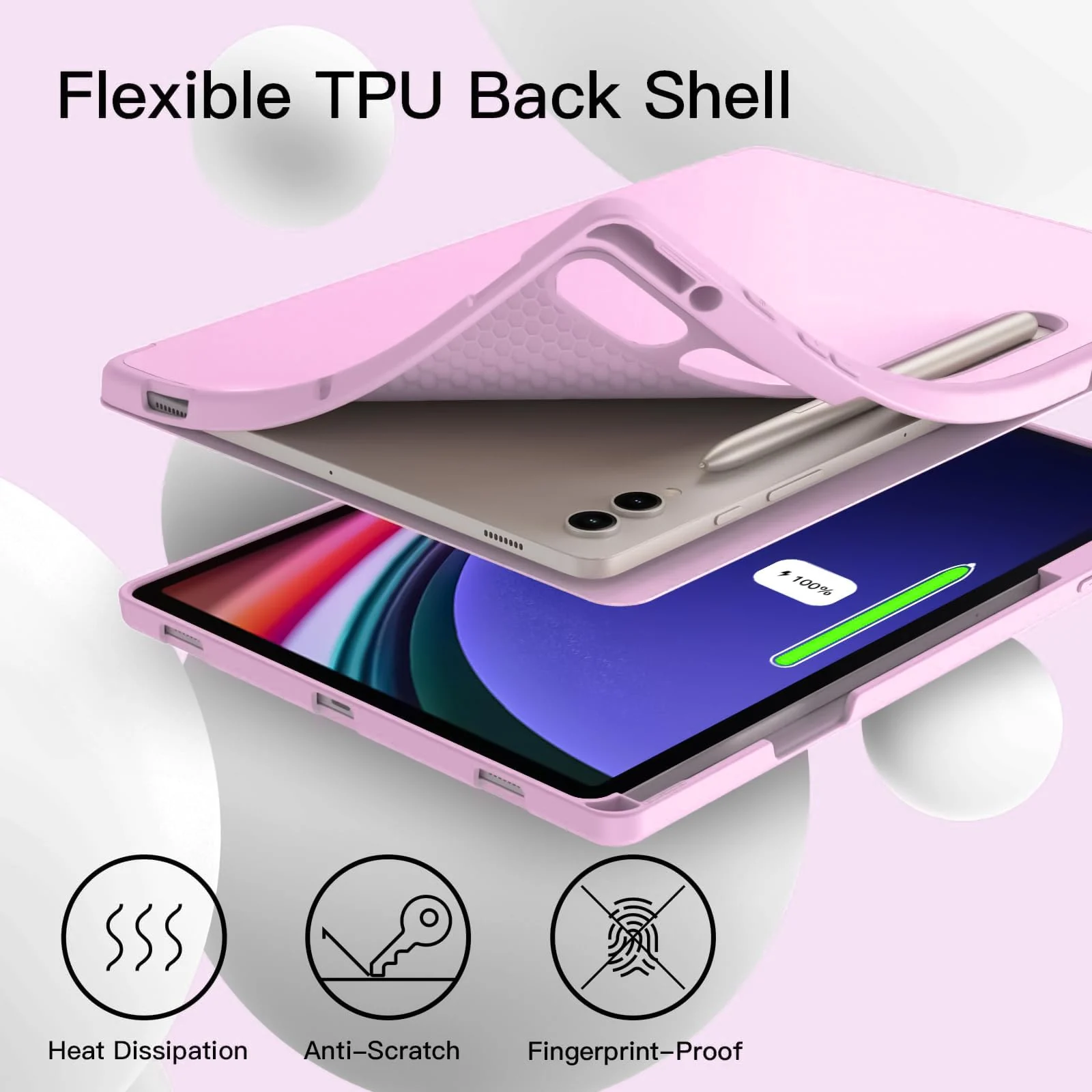 DL3 Mobilak Case for Samsung Galaxy Tab S9+ Plus/Galaxy Tab S9 FE+ Plus 12.4 Inch 2023 with S Pen Holder, Soft TPU Tri-Fold Stand Protective Tablet Cover, Auto Wake/Sleep - Pastel Violet