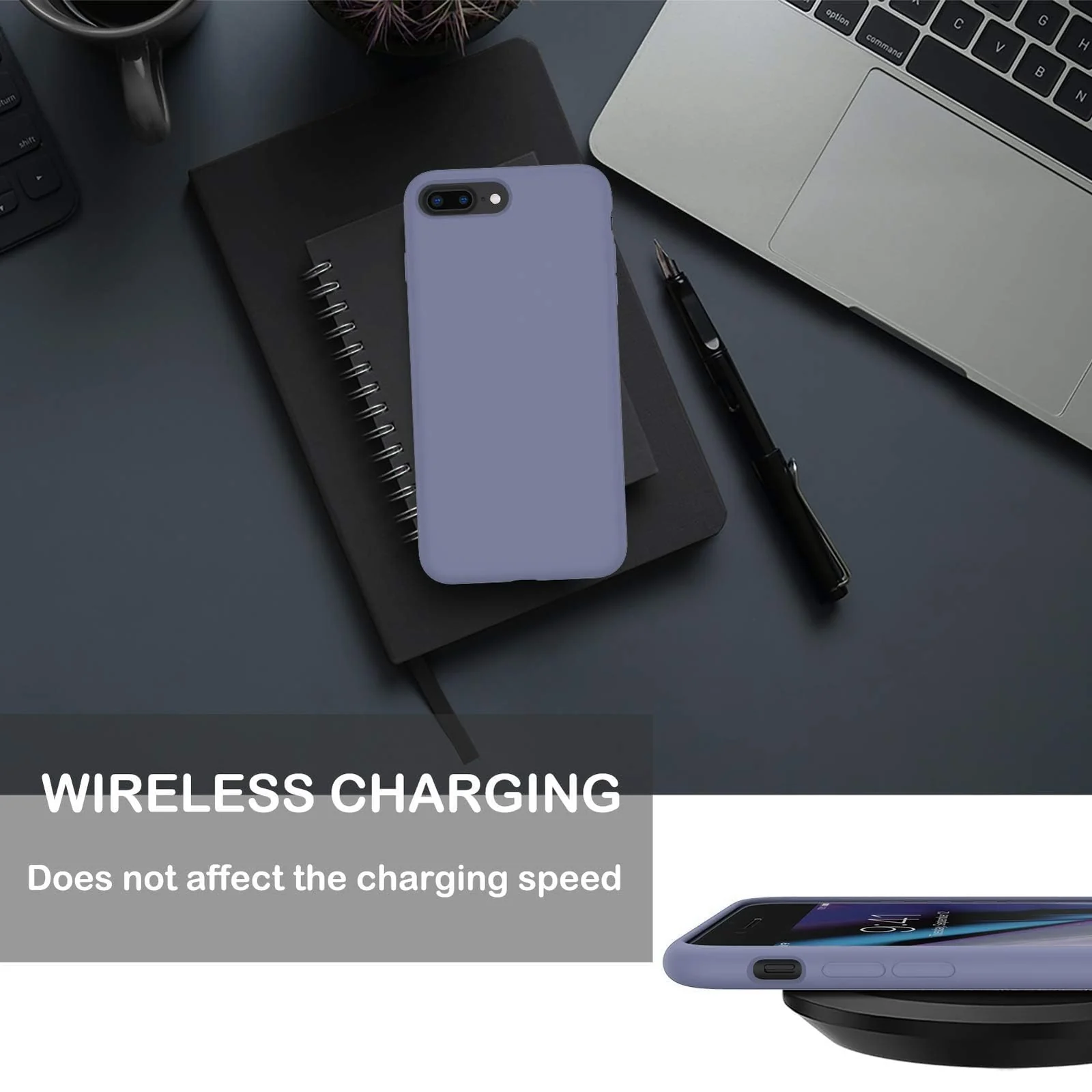 DL3 Mobilak Liquid Silicone Protective Case with Soft Microfiber Lining for iPhone 6 Plus / 6S Plus - Gray Blue