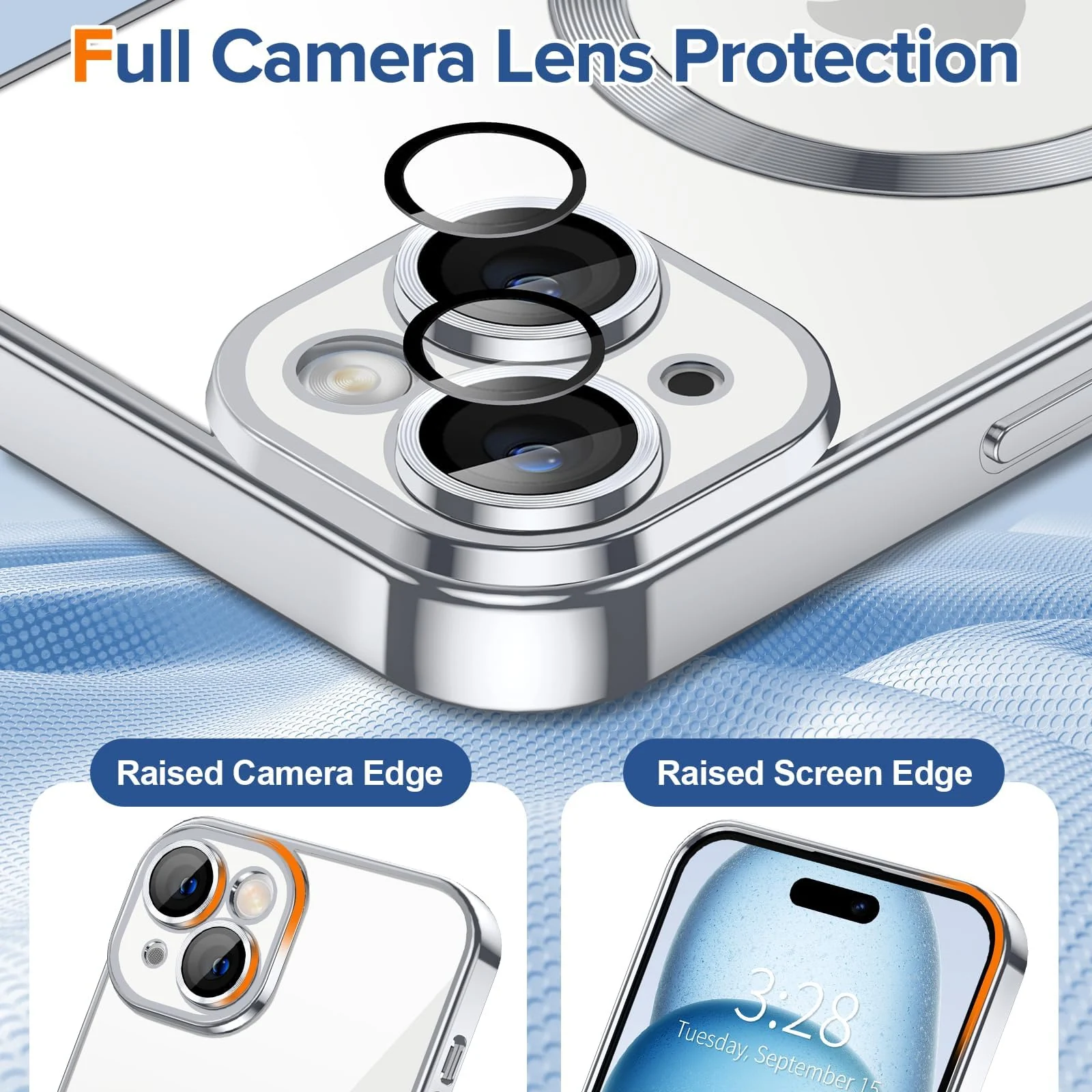 DL3 Mobilak Clear MagSafe-Compatible TPU Case and Camera Lens Protector for iPhone 13 (6.1 Inch) - Silver