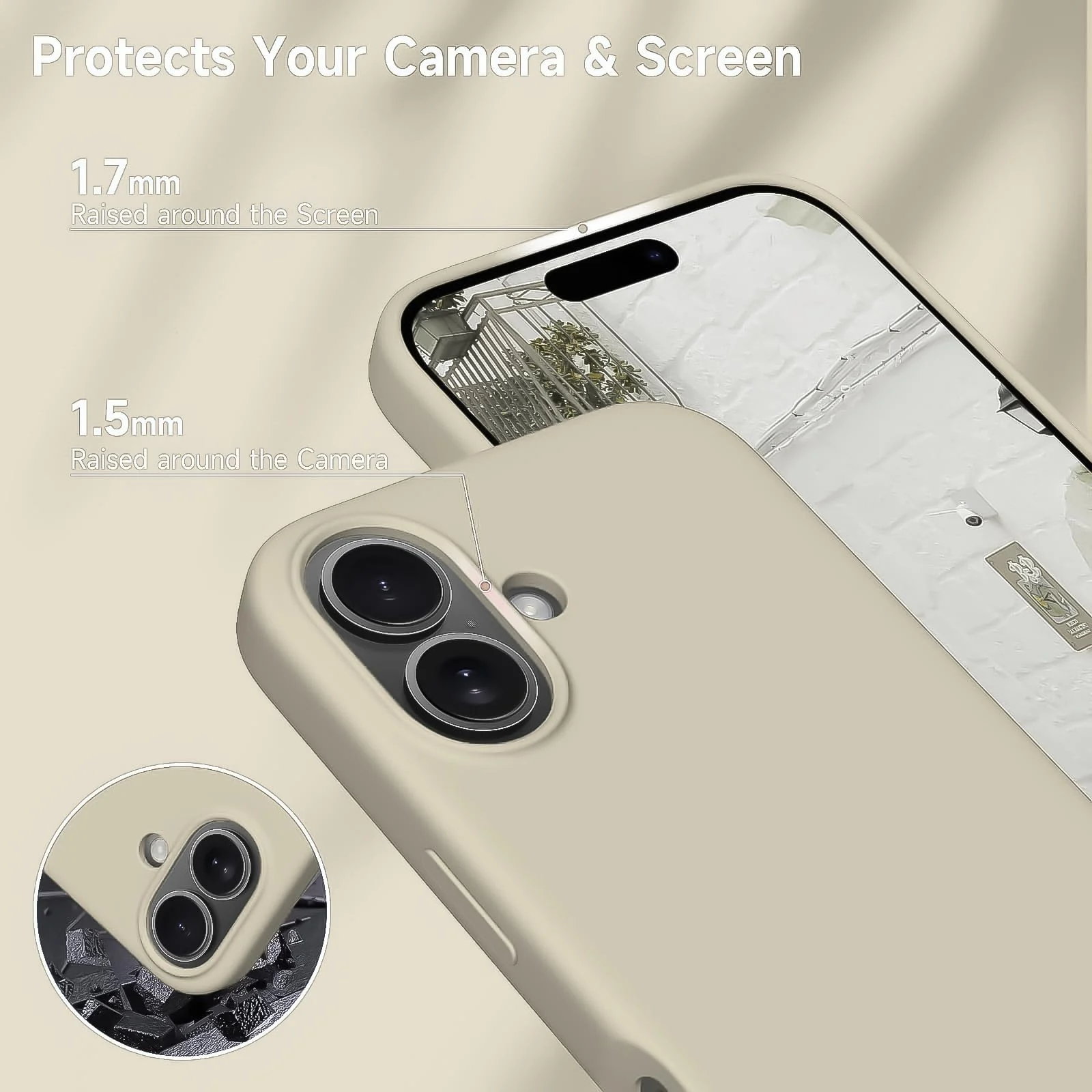 DL3 Mobilak Liquid Silicone Case for iPhone 17 6.3-Inch, Supports wireless charging, Shock-absorbing protection, Scratch-resistant surface - Cream