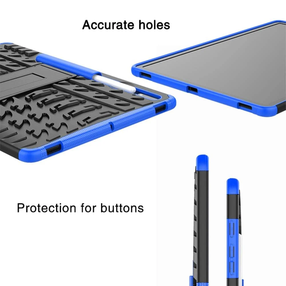 DL3 Mobilak Case For Samsung Galaxy Tab S8 Plus 2022/S7 FE 2021/S7 Plus 2020 12.4 Inch, Hybrid Rugged Armor Heavy Duty 2 in 1 TPU + PC Combo Dual Layer Shockproof Case with Kickstand - Blue