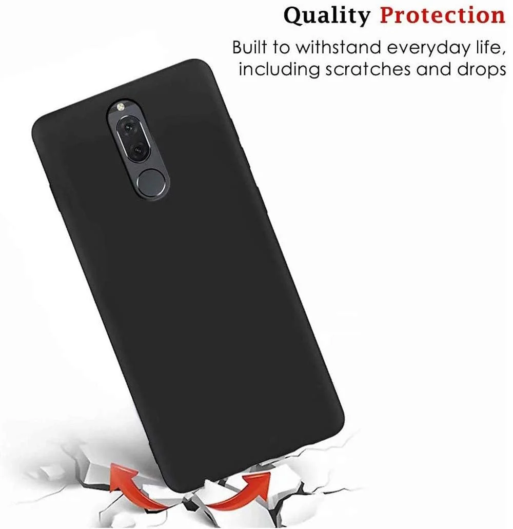 DL3 Mobilak Huawei Mate 10 Lite Case, Soft Flexible Silicone Gel Rubber Bumper Cover, Full Body Shockproof Protective Phone Case - Black