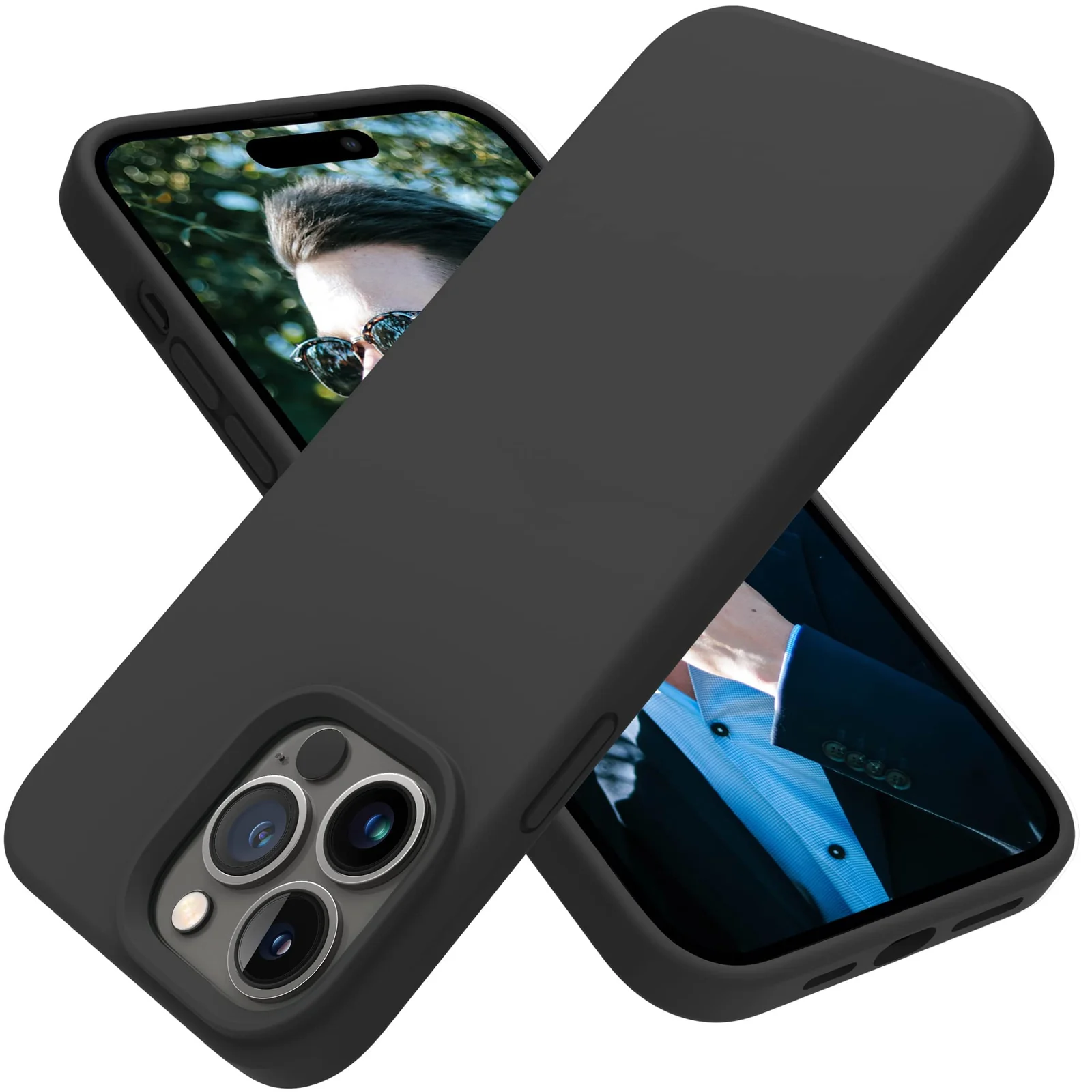 DL3 Mobilak Liquid Silicone Protective Case with Soft Microfiber Lining for iPhone 13 Pro (6.1 Inch) - Black