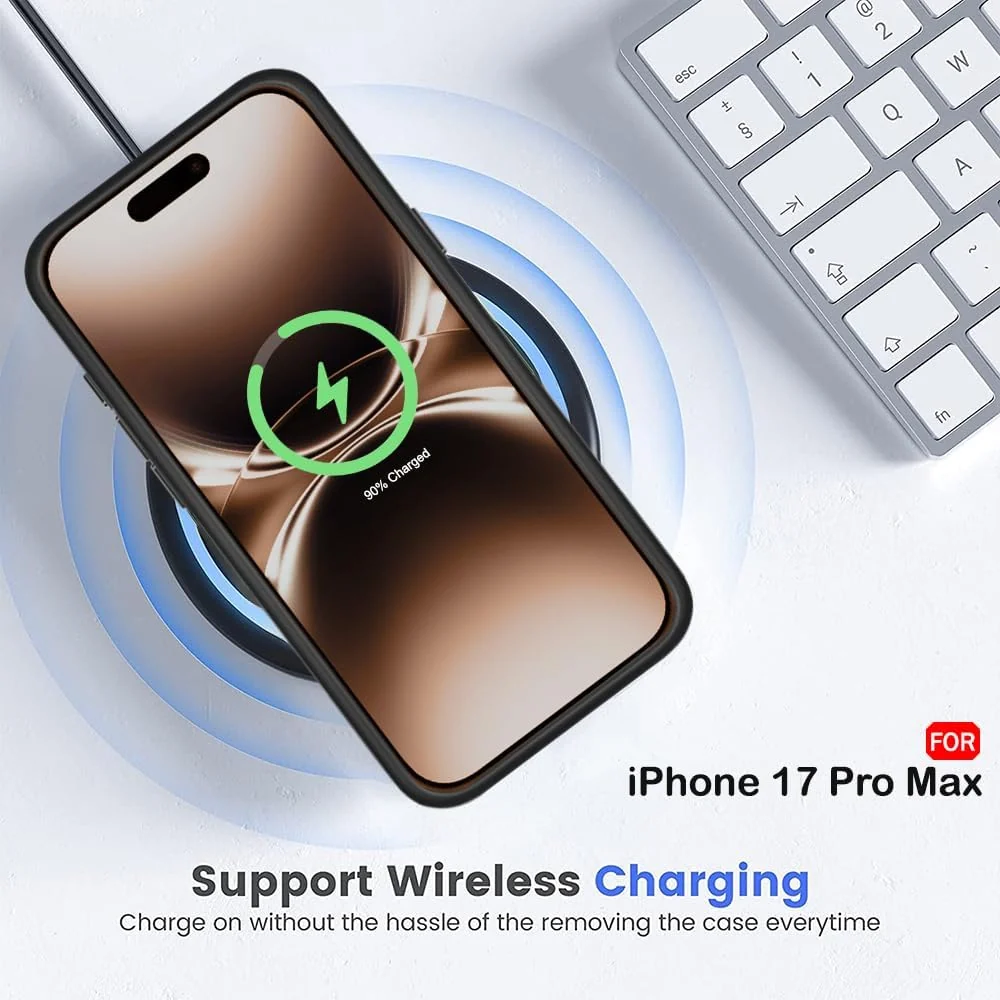 DL3 Mobilak Translucent Matte Case for iPhone 17 Pro Max Compatible with, Compatible with MagSafe accessories, Shock-absorbing protection, Scratch-resistant surface - Black