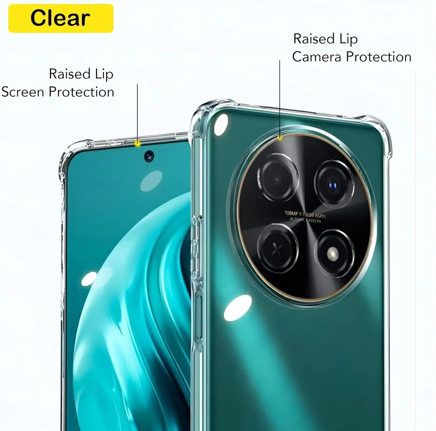 DL3 Mobilak Case Compatible with Huawei Nova 12i, Cover Silicone Transparent TPU Gorilla Anti-shock Protector Camera Shockproof Corners - Clear