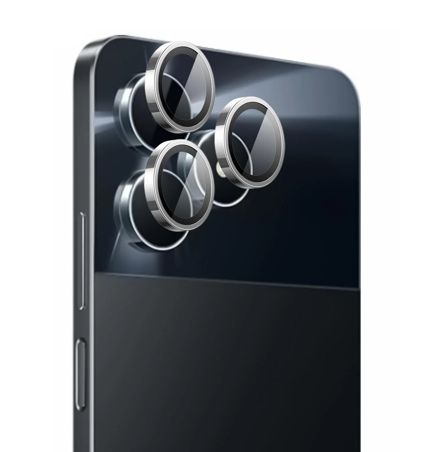 DL3 Mobilak Camera Lens Protector for realme C53 / realme C51 / realme Note 50 Accessories, 9H Tempered Glass Metal Individual Ring Camera Cover Screen Protector, Case Friendly, Anti Scratch - Silver
