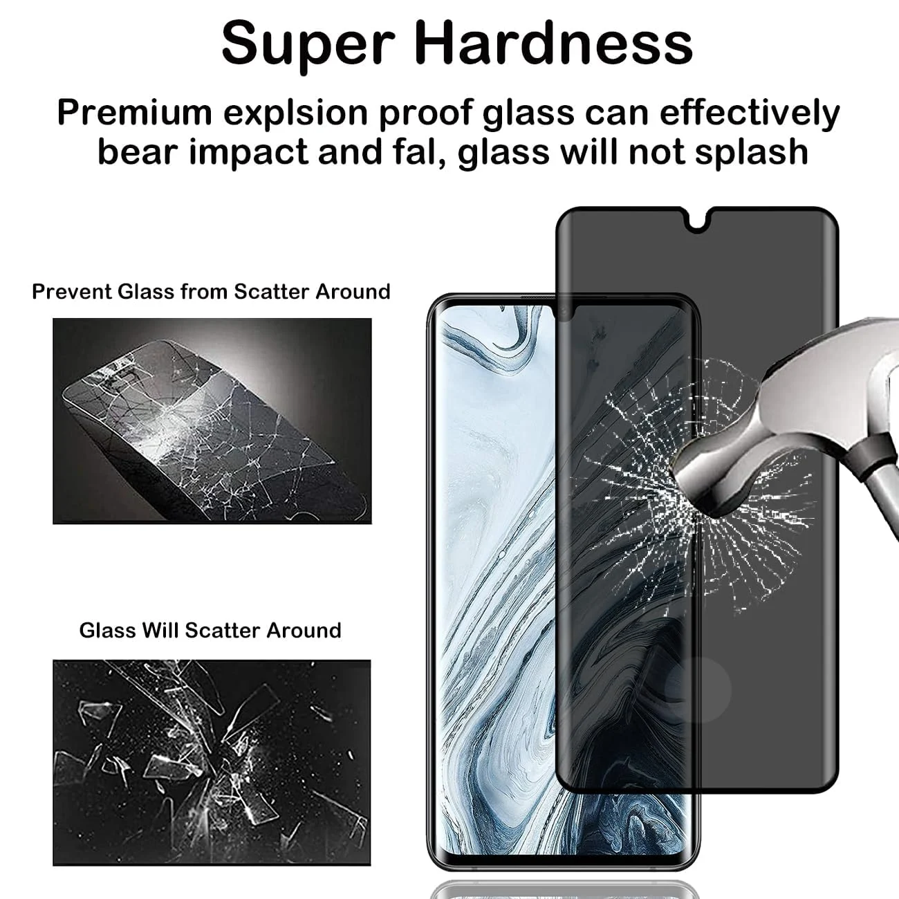 DL3 Mobilak Screen Protector for Xiaomi Mi Note 10 Lite UV Glass Fingerprint Reader Support 3D Curved Anti-Spy Tempered Glass Screen Protector With Back Screen Carbon Fibre - Privacy