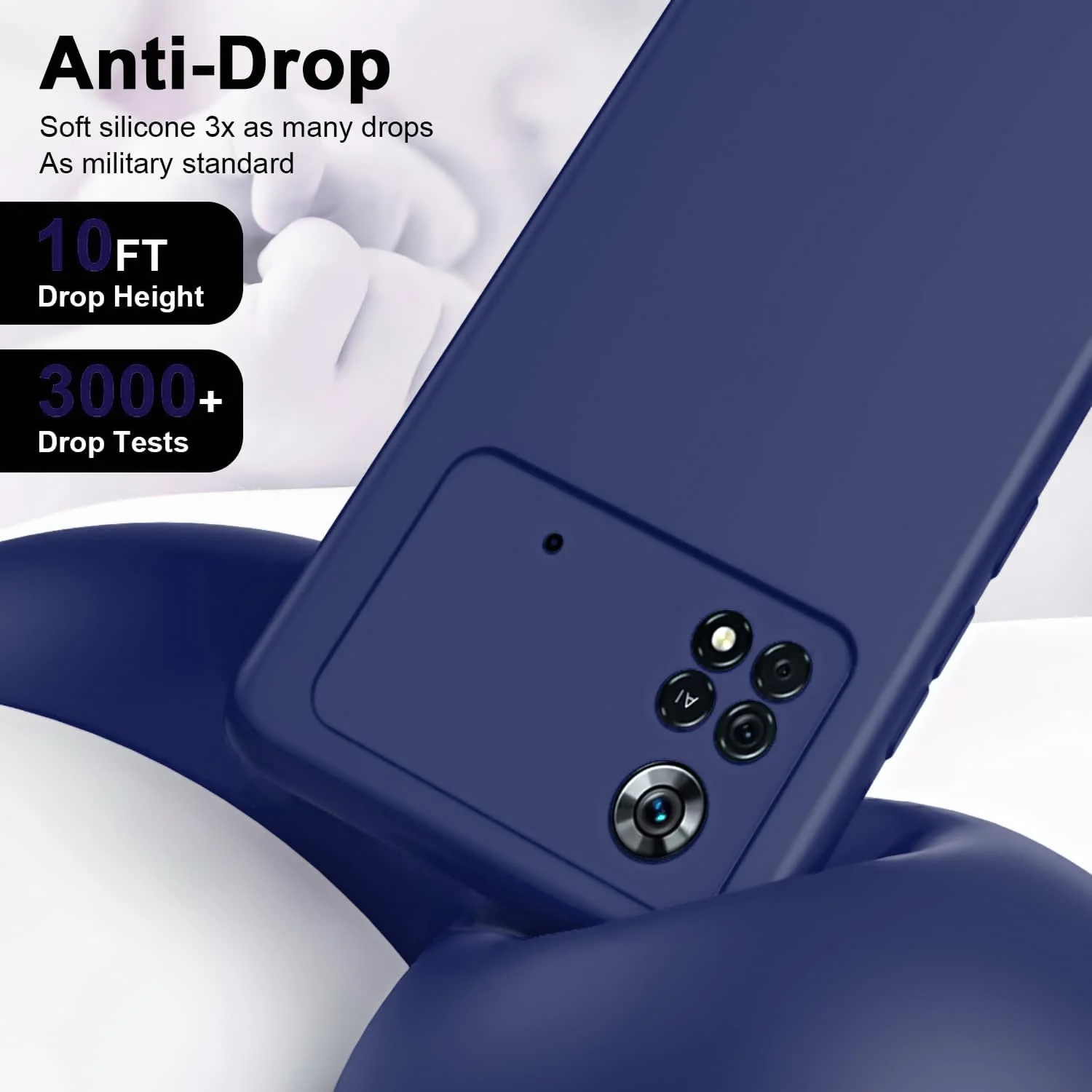 DL3 Mobilak Liquid Silicone Protective Case with Soft Microfiber Lining with Full Camera Protection for Xiaomi Poco X4 Pro 5G - Blue 2