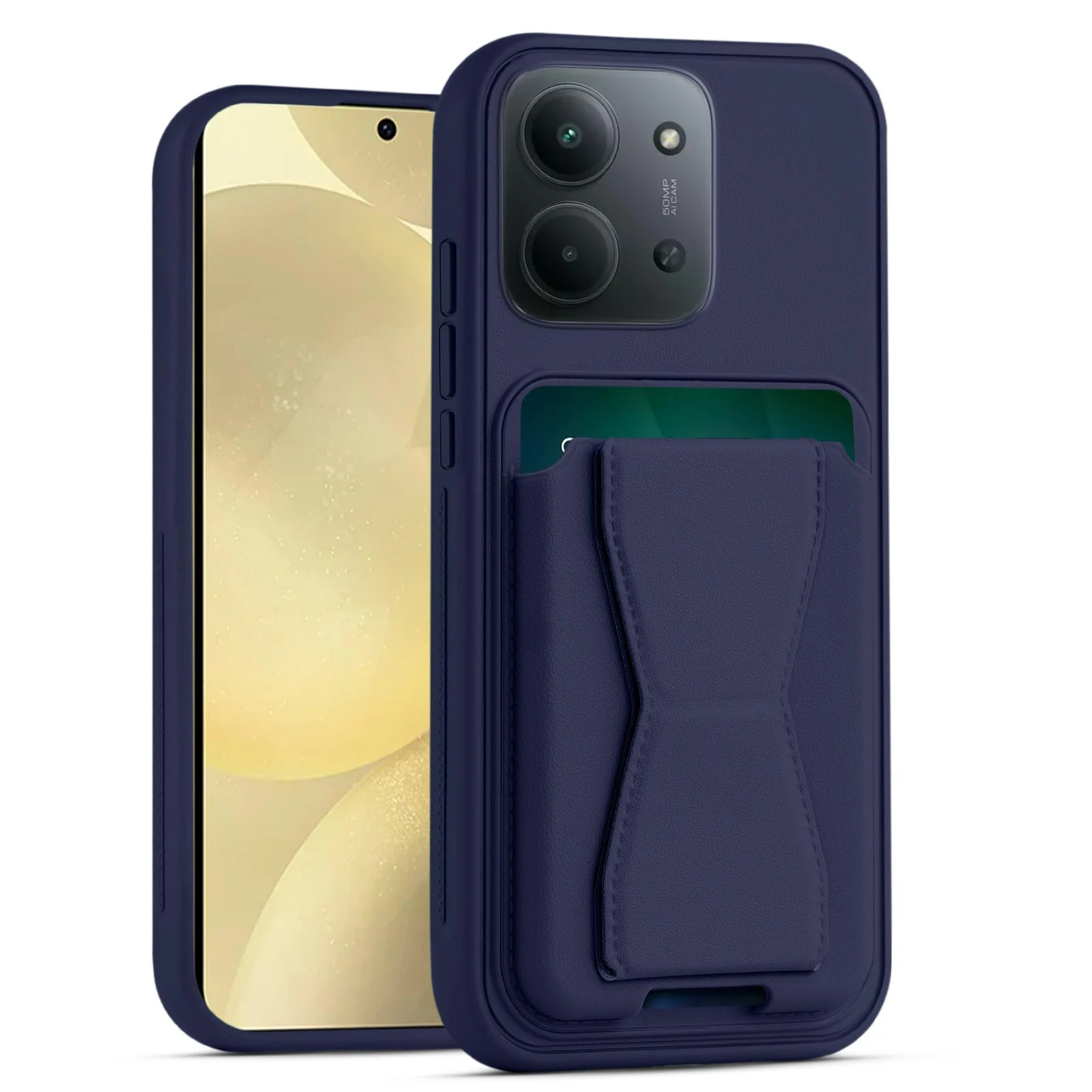 DL3 Mobilak Leather Wallet Case with Card Slot for Xiaomi Redmi 15C 4G / 5G, Leather Back with Camera Protection and Shockproof Design - Blue