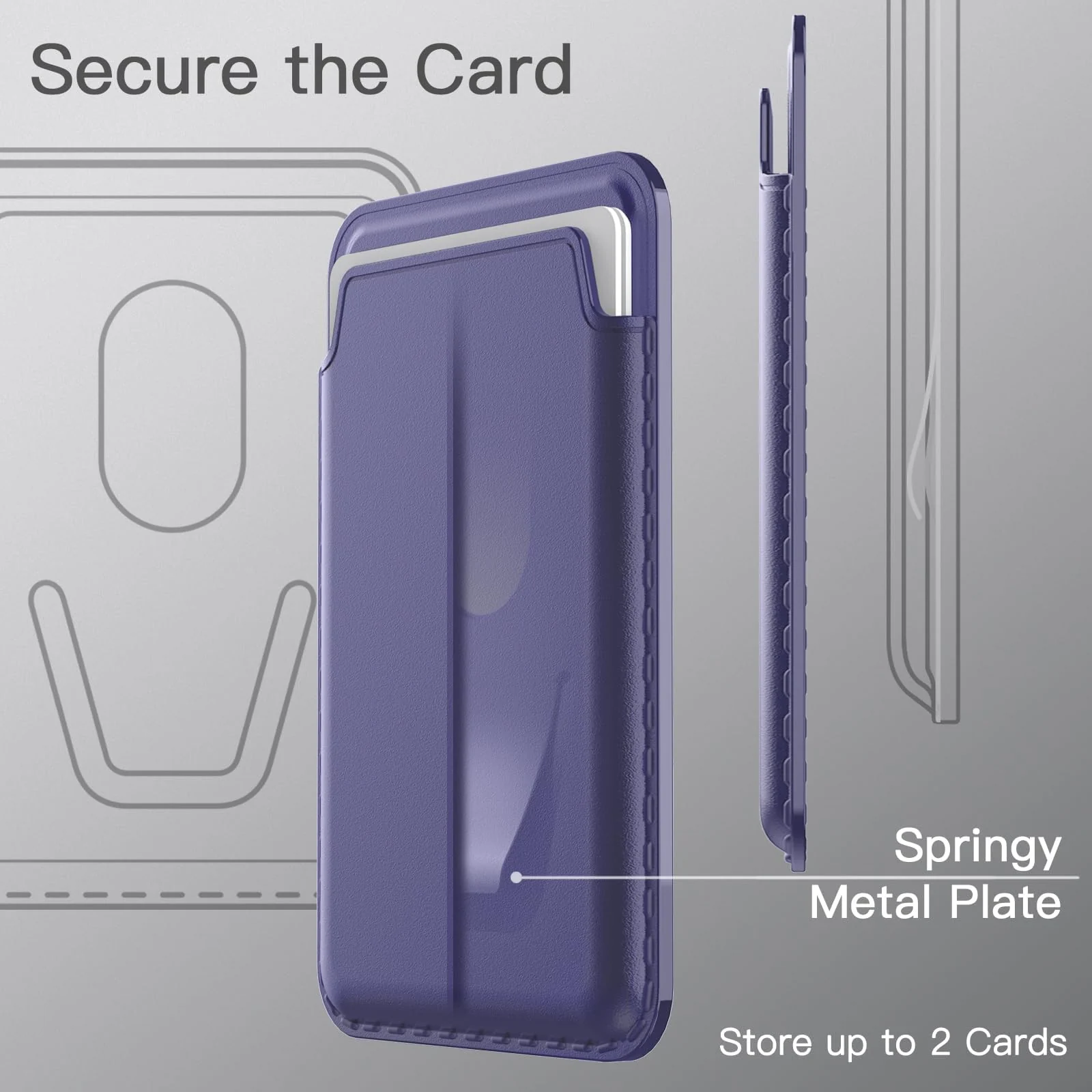 DL3 Mobilak Magnetic Card Holder Phone Wallet for iPhone 16/15/14/13/12 Series with MagSafe, Wallet for iPhone 16 15 14 Pro Max Plus Series, MagSafe 3 Wallet for iPhone 13 12 Pro Max Mini Series - Lavender