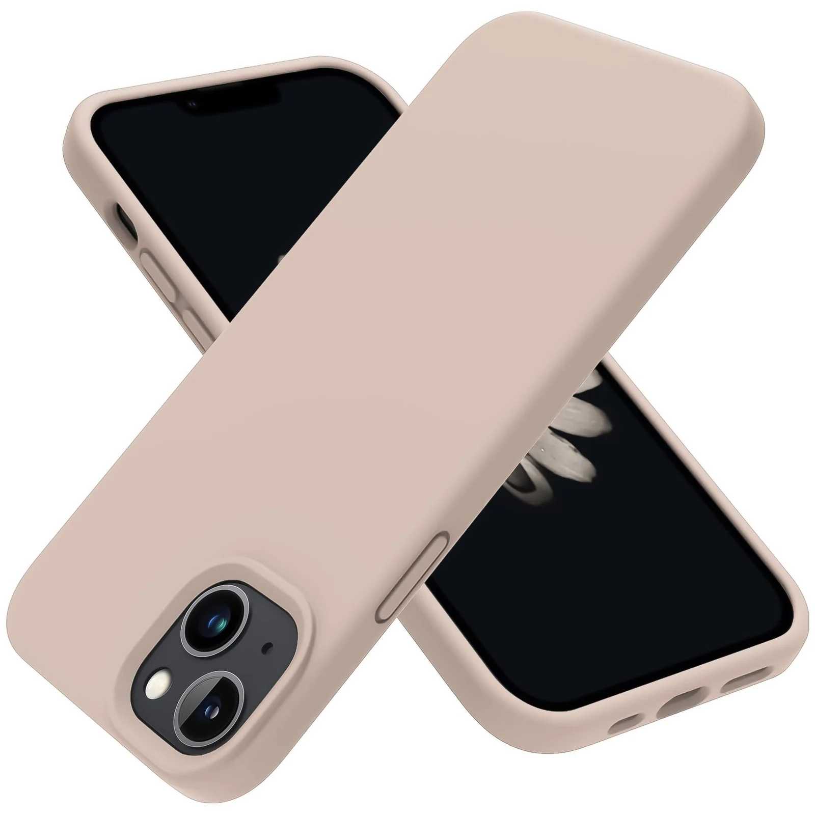 DL3 Mobilak Liquid Silicone Protective Case with Soft Microfiber Lining for iPhone 15 - A.Pastel Pink