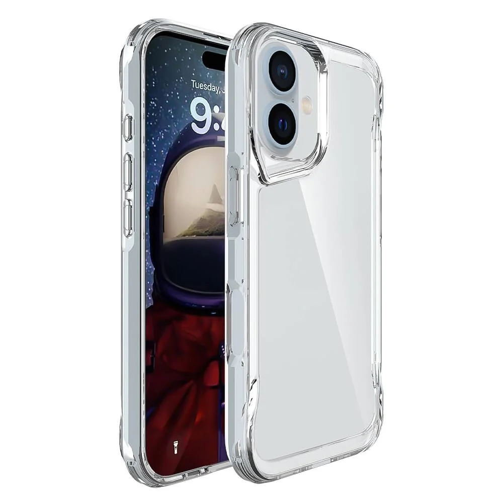 DL3 Mobilak Rugged Protective Case for iPhone 16 6.1-Inch, Supports wireless charging, Shock-absorbing protection, Non-slip grip - Clear