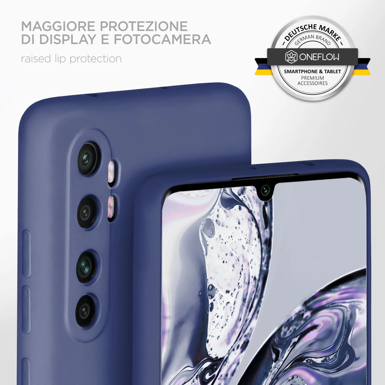 DL3 Mobilak Soft Silicone Protective Case for Xiaomi Mi Note 10 Lite with Microfiber Lining and Shockproof Design - Blue 1