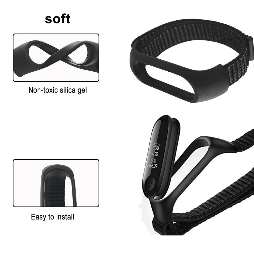 DL3 Mobilak Nylon Sport Band Compatible with Xiaomi Mi Band 7/Mi Band 6/Mi Band 5/Mi Band 4/Mi Band 3/Amazfit Band 5 for Women Men, Soft Adjustable Breathable Sport Loop Watch Strap - Turquoise