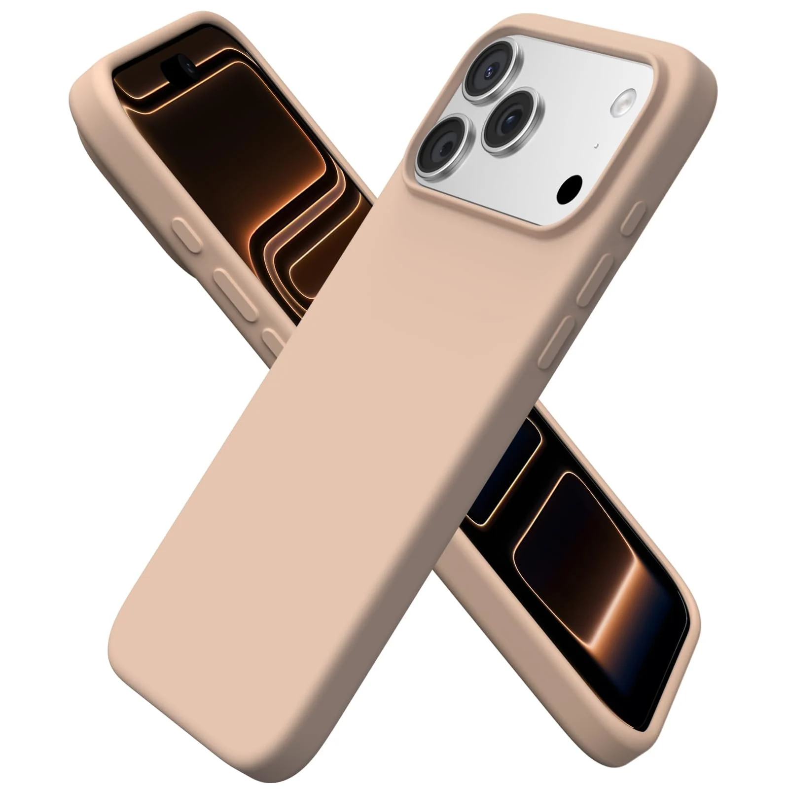 DL3 Mobilak Liquid Silicone Protective Case with Soft Microfiber Lining for iPhone 17 Pro 6.3-Inch - Pink Sand 2