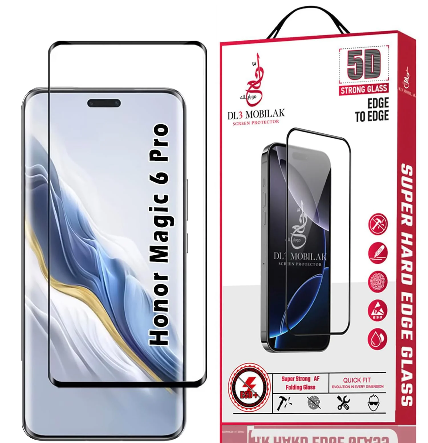 DL3 Mobilak Screen Protector for Honor Magic 6 Pro, Tempered Glass Screen Saver Premium HD Protective, Scratch Resistant, NO-Bubble, 9H Hardness, Full Coverage Film - Clear