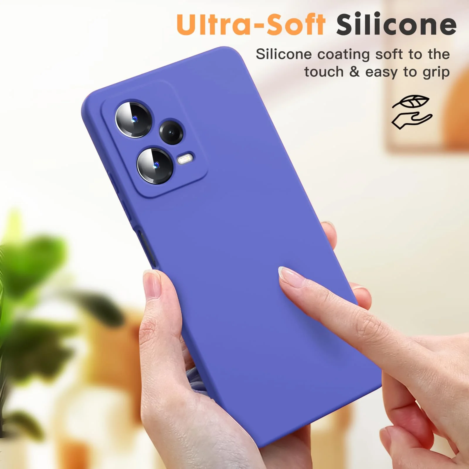 DL3 Mobilak Liquid Silicone Protective Case with Soft Microfiber Lining with Full Camera Protection for Xiaomi Redmi Note 12 Pro Plus 5G - Light Blue