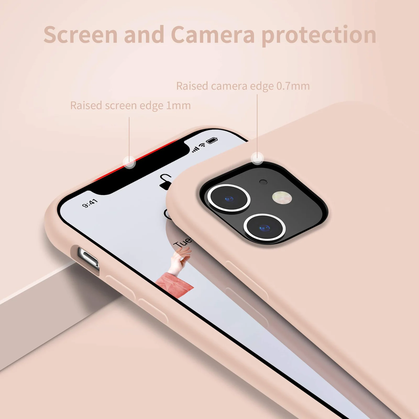 DL3 Mobilak Liquid Silicone Protective Case for iPhone 11 (6.1 Inch) with Camera Protection and Microfiber Lining - Pink Sand