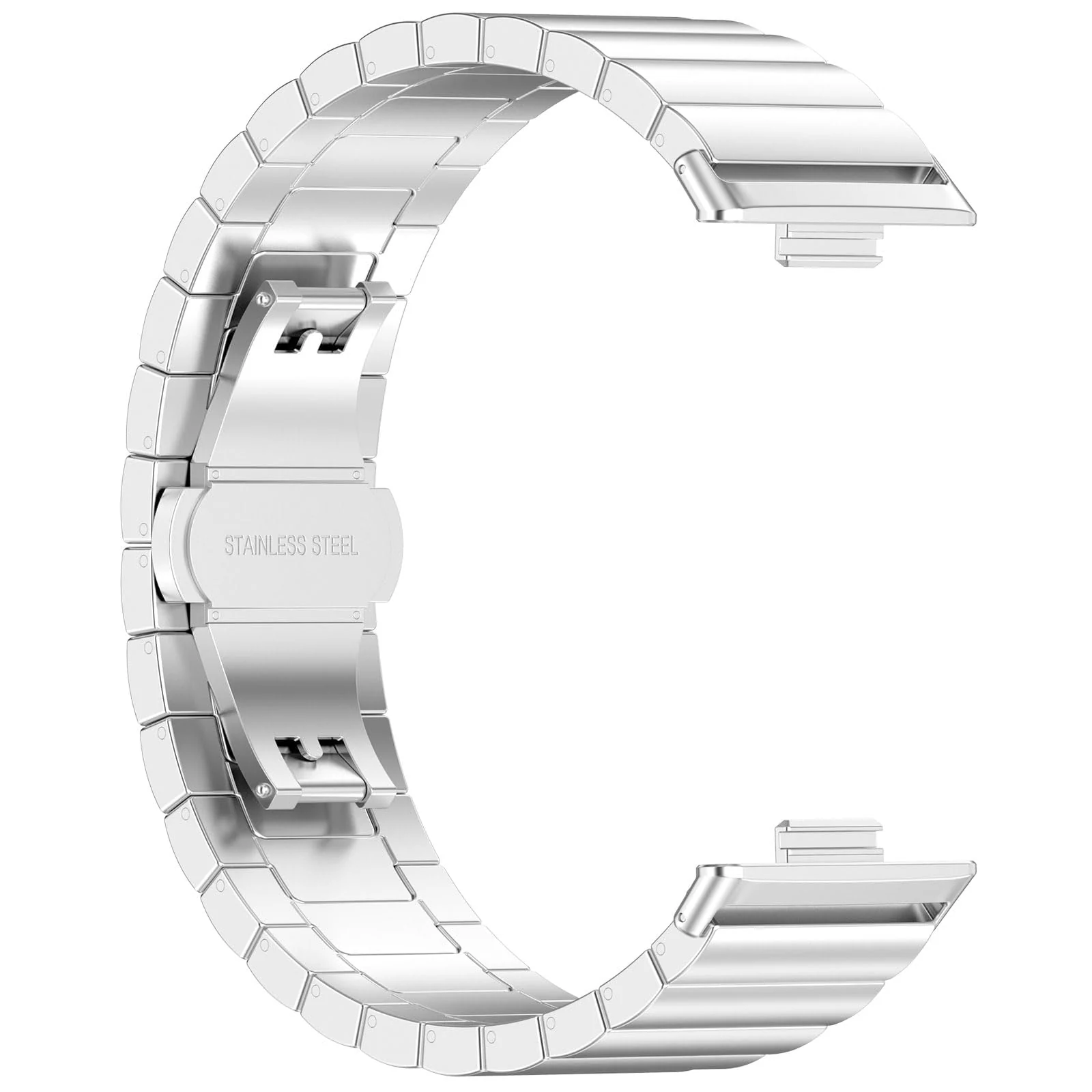 DL3 Mobilak Metal Straps Compatible with Huawei Watch Fit 3/Fit 4/Fit 4 Pro Strap, Stainless Steel Replacement Band with Folding Clasp, Adjustable Replacement Bracelet Wristband - A-silver