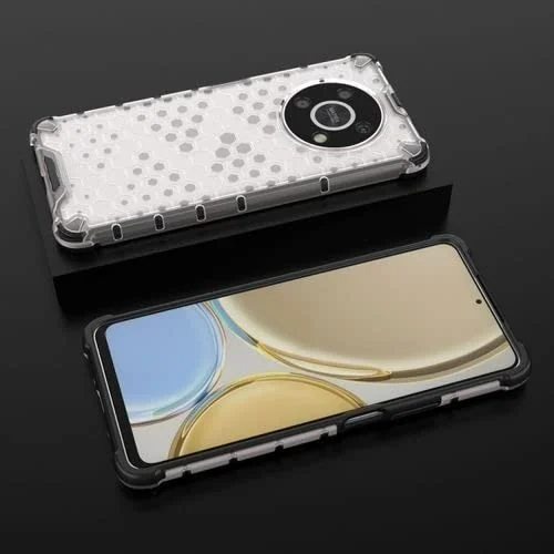 DL3 Mobilak Case For Honor X9 4G / Honor X9 5G, [Honeycomb Design] Drop Protection, Ultra Thin TPU + PC Transparent Silicone Protective Case, Shockproof Cover - Clear