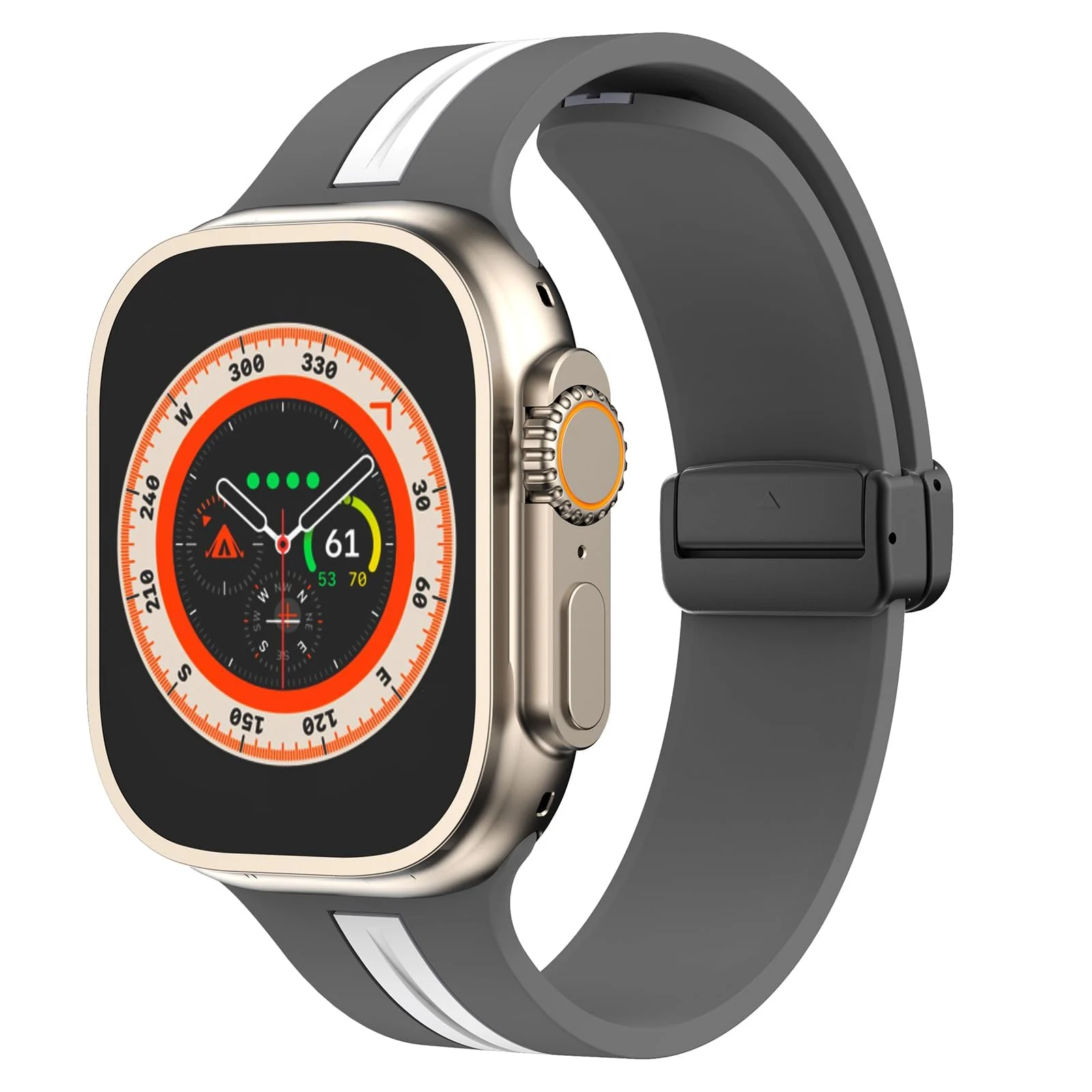 DL3 Mobilak Magnetic Strap for Apple Watch Band 49mm 45mm 44mm 41mm 40mm 38mm 42mm, Silicone Replacement Wristband Strap for iwatch Series 9 8/7/6/5/4/3/2/SE (38mm/40mm/41mm) - Grey White
