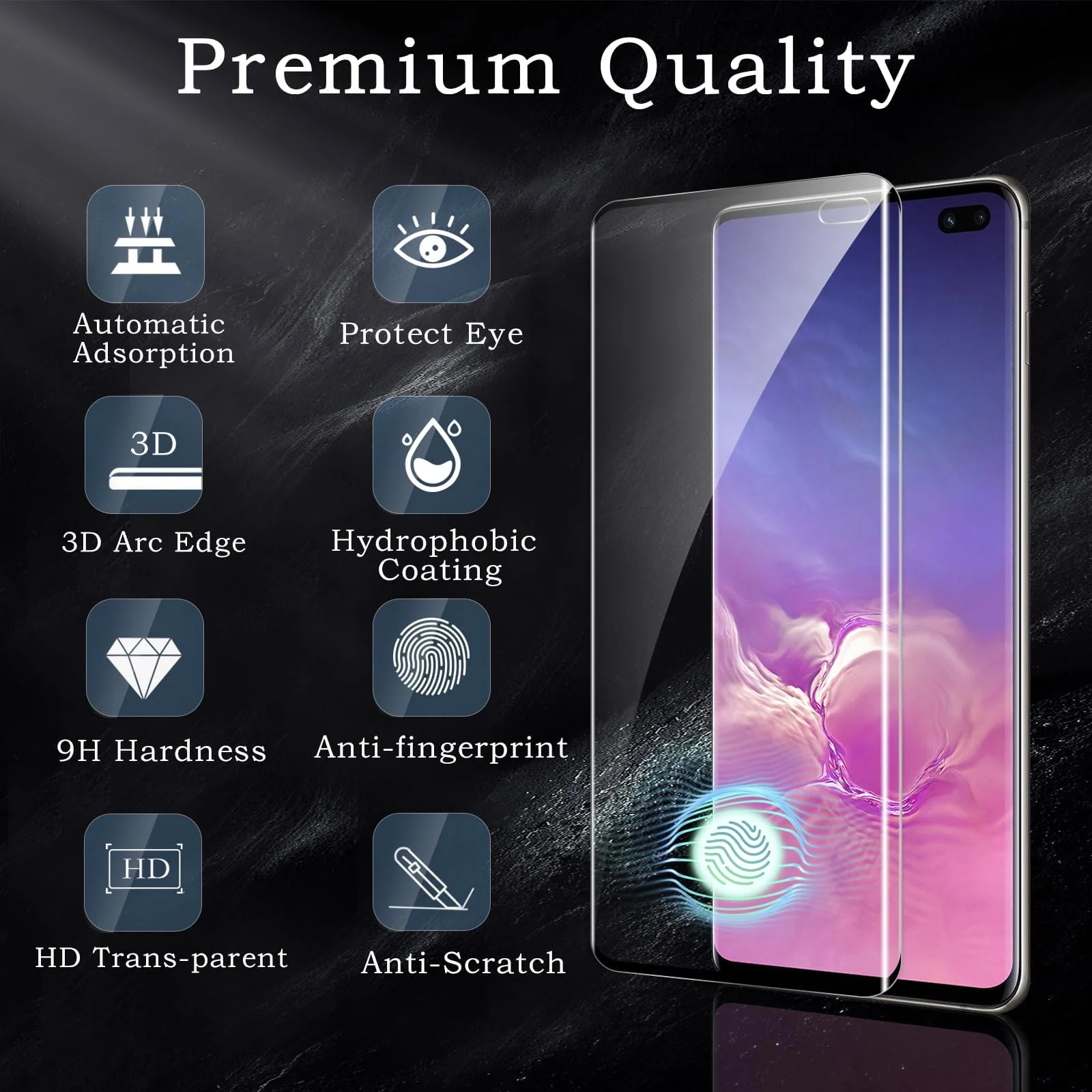 DL3 Mobilak Screen Protector for Samsung Galaxy S10 Plus, Tempered Glass Screen Saver Premium HD Protective, Scratch Resistant, NO-Bubble, 9H Hardness, Full Coverage Film - Clear
