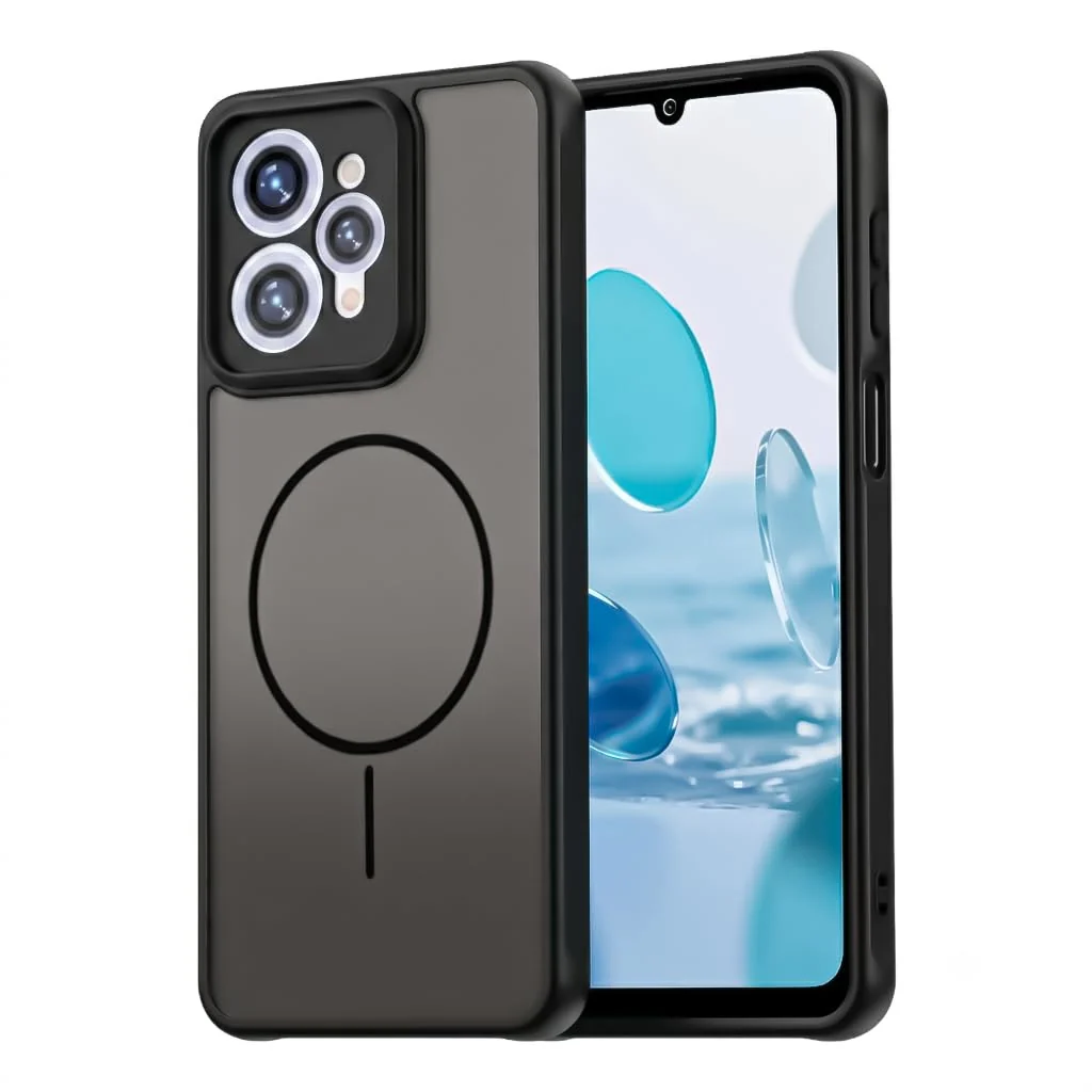 Dl3 Mobilak Case For OPPO A3 / OPPO A3X Translucent Matte PC Back & Soft TPU Edge, [Not Compatible with MagSafe] Anti-Scratch Shockproof Protective Cover with Full Camera Protection - Black