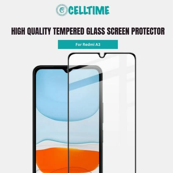 DL3 Mobilak 5D Full Glass Screen Protector For Xiaomi Redmi A3 Black Frame - Clear