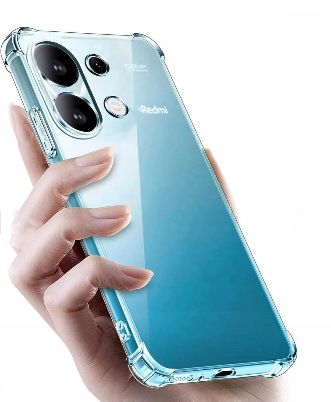 DL3 Mobilak Case Compatible with Xiaomi Redmi Note 13 4G, Cover Silicone TPU Gorilla Anti-shock Protector Camera Shockproof Corners - Clear