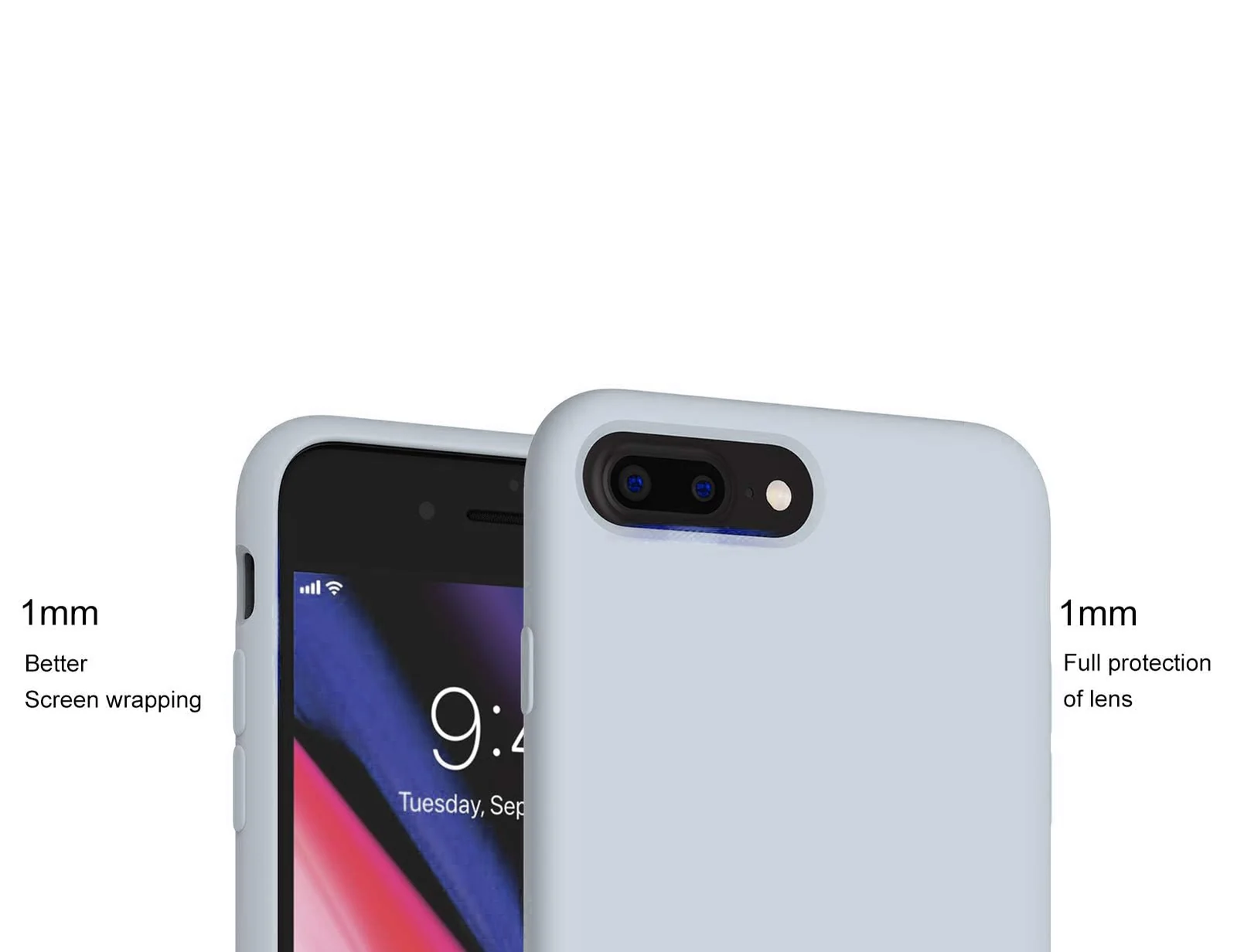 DL3 Mobilak Compatible with iPhone 7 Plus/iPhone 8 Plus Case, Liquid Silicone Case, Full Body Protective Cover, Shockproof, Slim Phone Case, Anti-Scratch Soft Microfiber Lining (Blue Grey)
