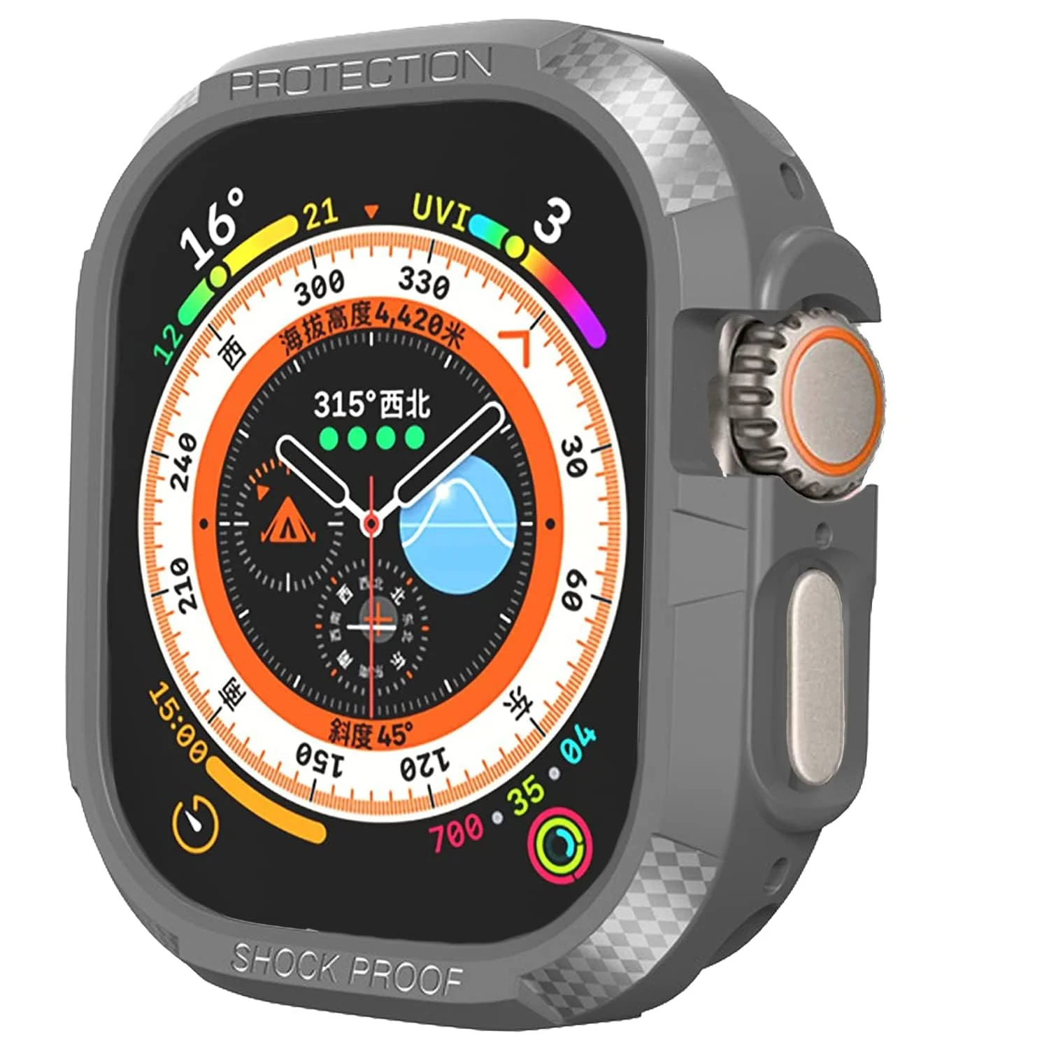 DL3 Mobilak Compatible for Apple Watch Ultra 49mm Rugged Case All Around Shockproof TPU Protective Cover Bumper Lightweight and Shock Absorbent for Apple Watch Ultra 49mm - Gray