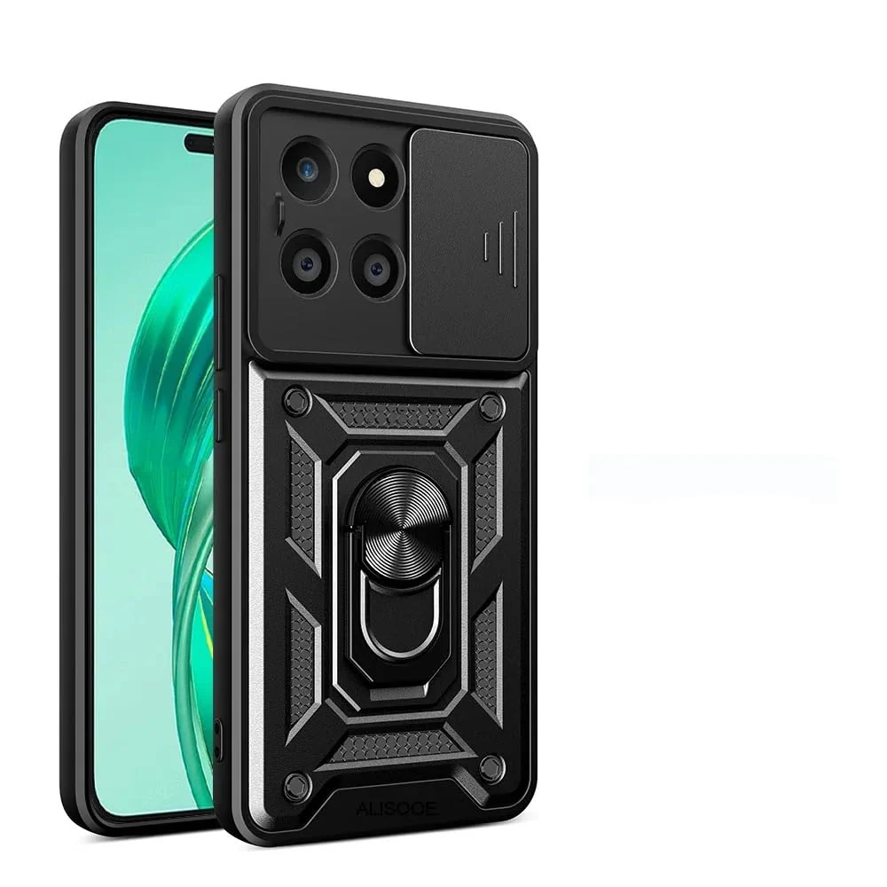DL3 Mobilak Magnetic Car-Mount Case for Honor X8b with Camera Protection and Built-In Kickstand - Black