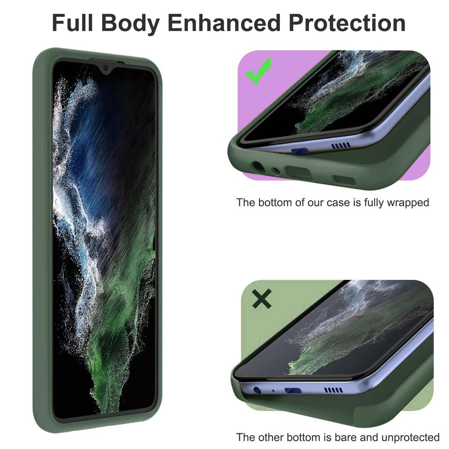DL3 Mobilak Soft Silicone Protective Case for Samsung Galaxy A04e with Microfiber Lining and Shockproof Design - Green