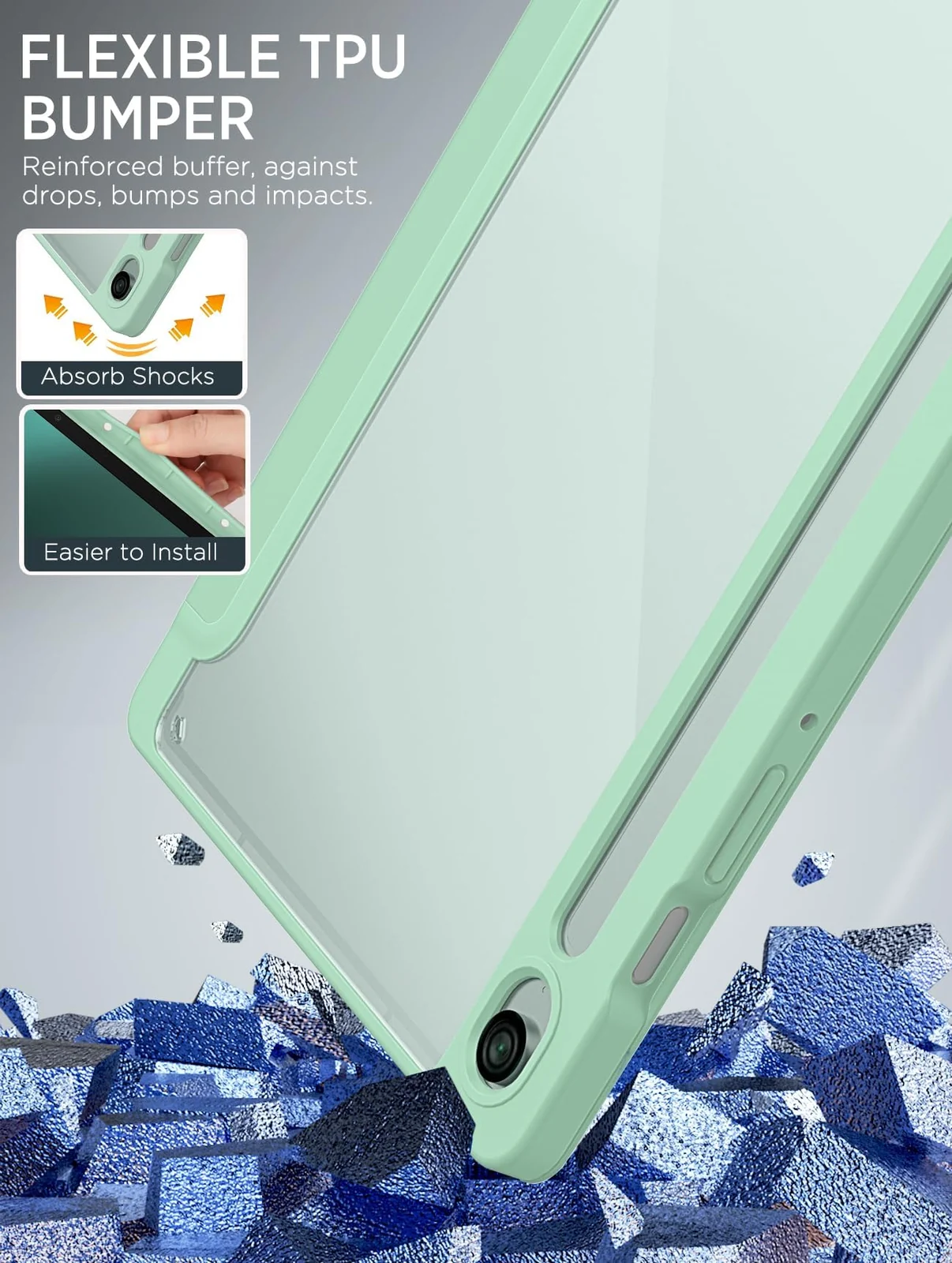 DL3 Mobilak Hybrid Slim Case for Samsung Galaxy Tab S9 FE 5G 10.9 Inch/Galaxy Tab S9 11 Inch 2023 with S Pen Holder, Shockproof Cover with Clear Transparent Back Shell, Auto Wake/Sleep - Mint Green